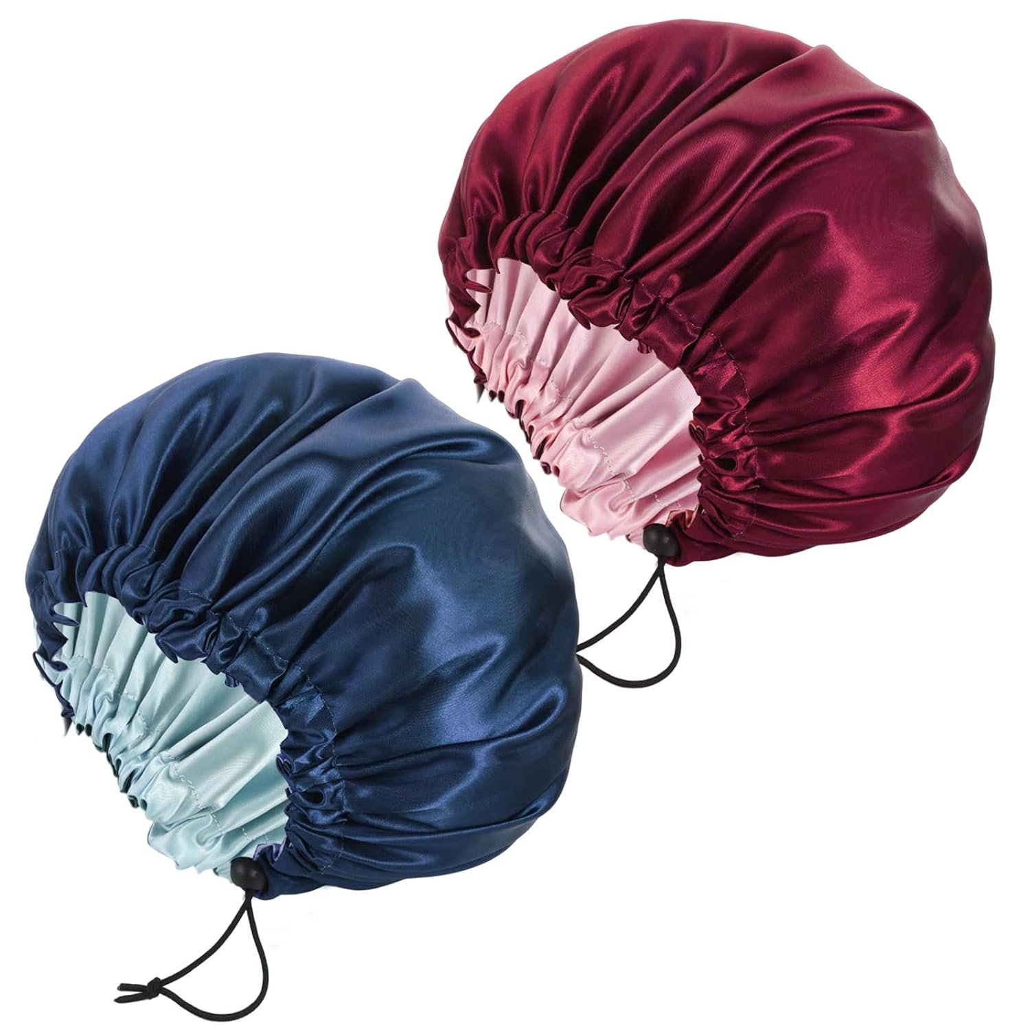 2 Pack Satin Bonnet for Sleeping, Double Layer Satin Cap for Natural and Curly Hair