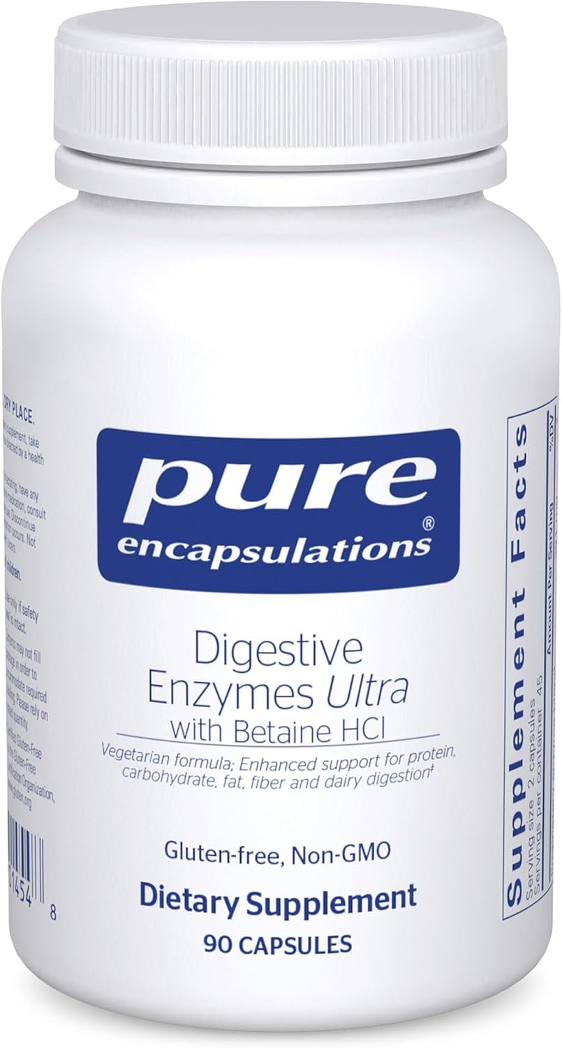 Pure Encapsulations Digestive Enzymes Ultra with Betaine HCl – Vegetarian Digestive Enzyme Supplement to Support Protein, Carb, Fiber, and Dairy Digestion* – 90 Capsules