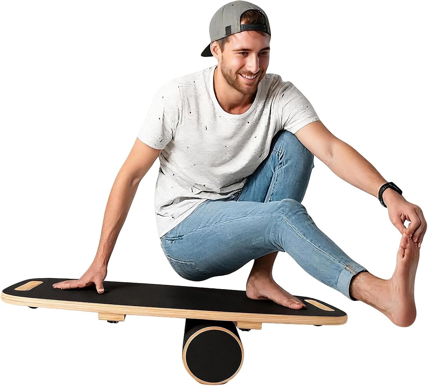 Balance Board for Adults | Wobble Board with Adjustable Stoppers – 3 Different Distance Options | Wooden Balance Boards for Improve Balance, Surf Trainer & Physical Therapy