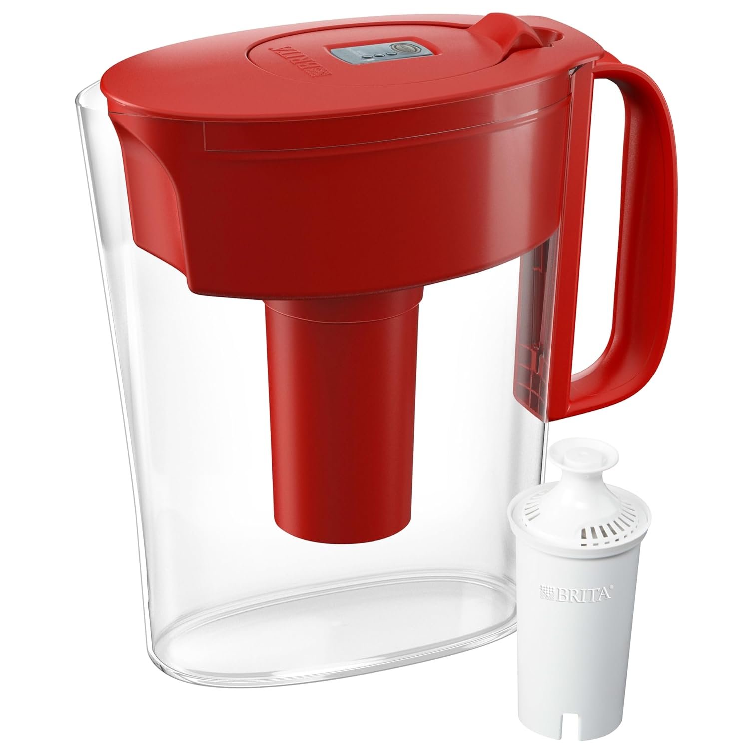 Brita Water Filter Pitcher for Tap and Drinking Water with 1 Standard Filter, Lasts 2 Months, 6-Cup Capacity, BPA Free, Red