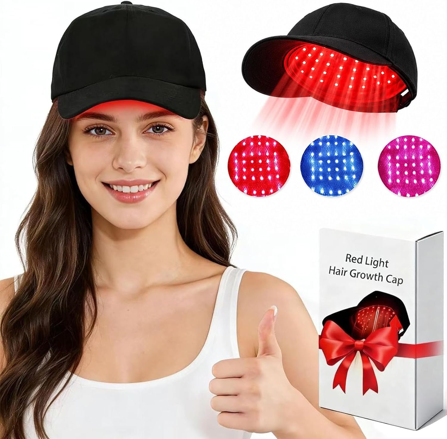 Laser Hair Growth Cap, FDA Cleared 650nm LLLT Red Light Therapy – Alternative for Targeted Hairline & Thinning Crown, Scalp Care Device, Rechargeable for Men & Women – Black
