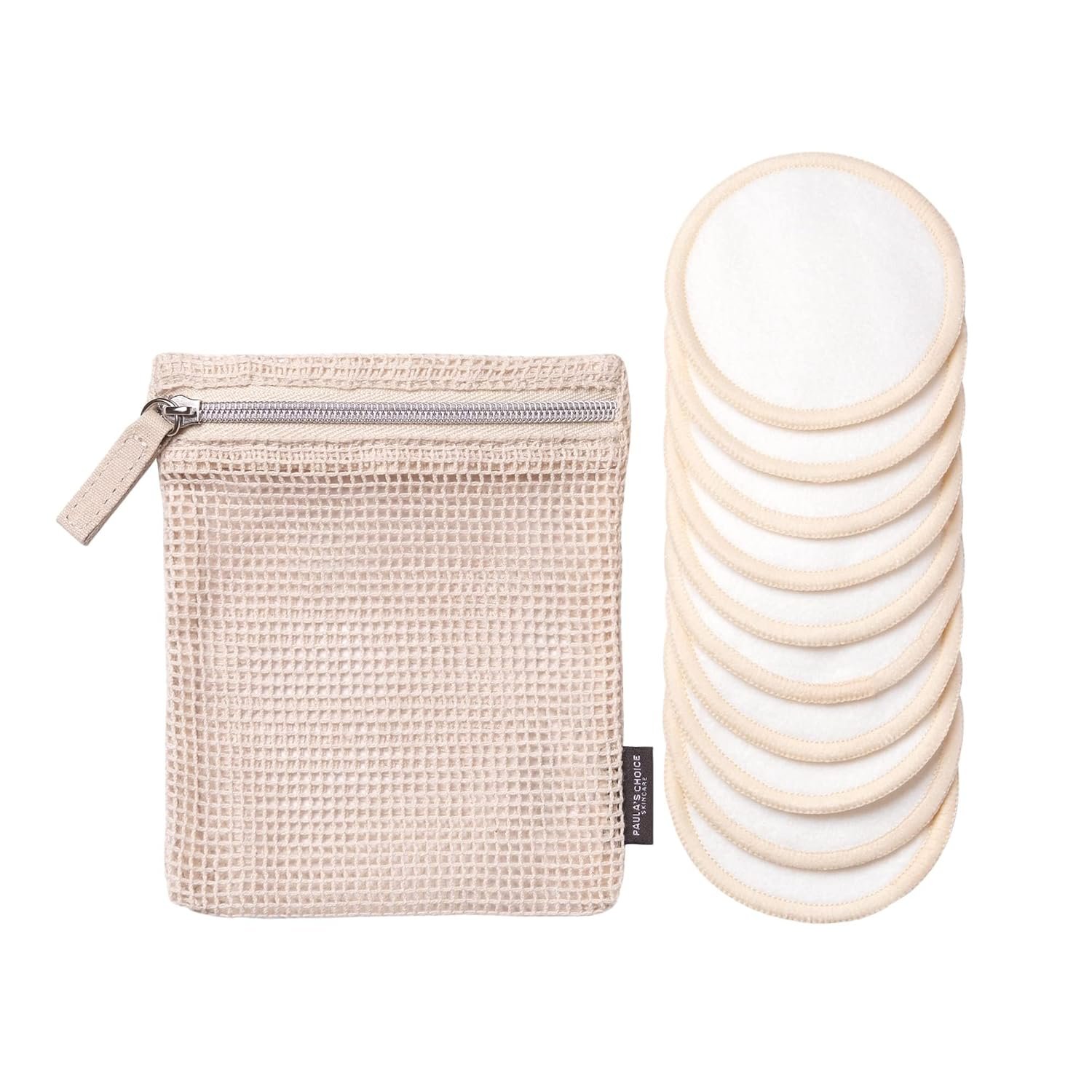 Paula’s Choice Reusable Makeup Remover Pads, Eco-Friendly Cotton & Bamboo Rounds for Toner & Exfoliants, Includes Washable Bag for Laundry & Storage, 10 Count
