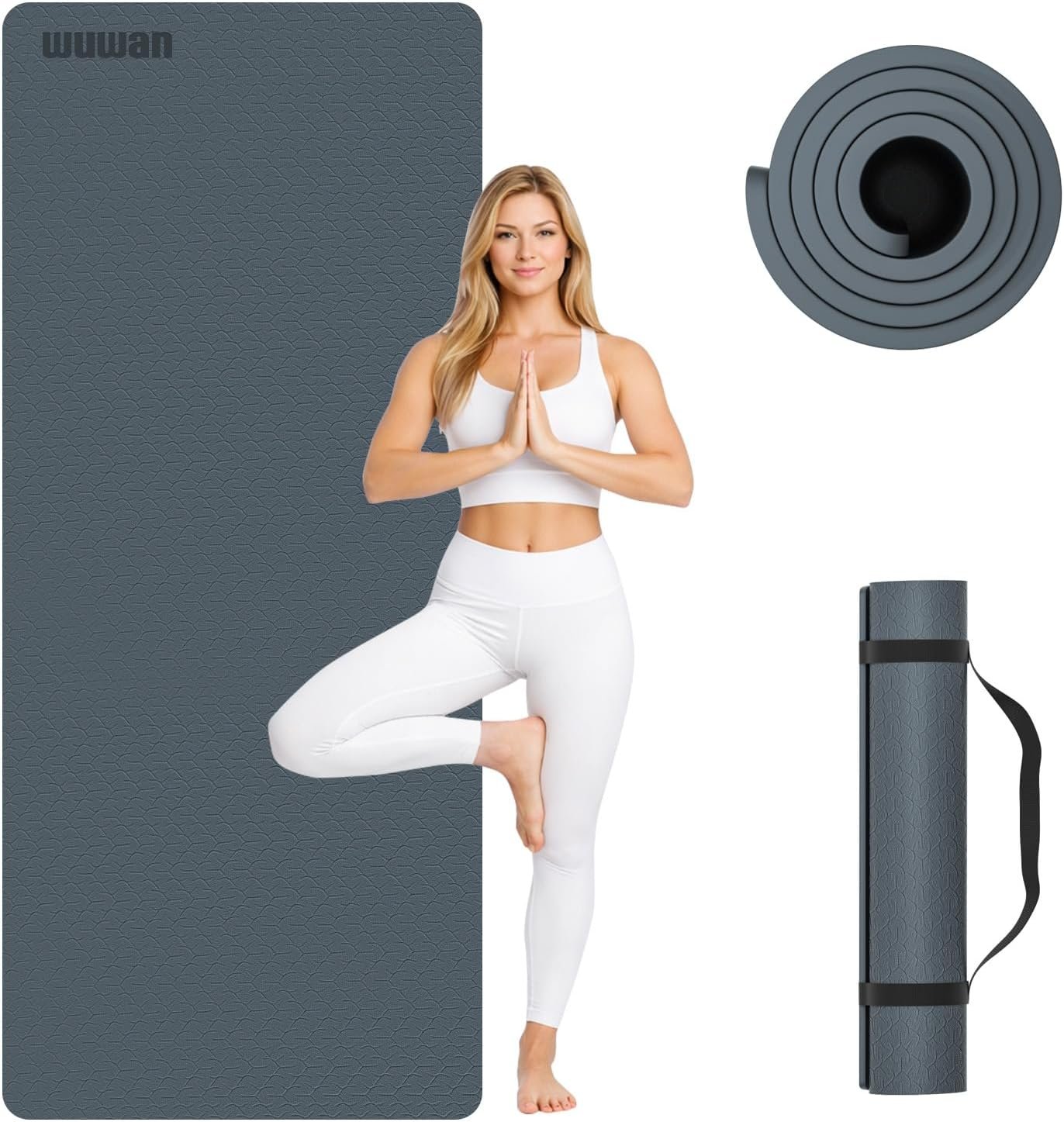 10 mm Yoga Mat 72″x26″ TPE Non-Slip Exercise Mat 0.4″ Thick, Easy-to-Carry Fitness Mat for Yoga, Pilates & Workout, Professional Mat, Made with Recyclable Material, Durable, Easy to Clean