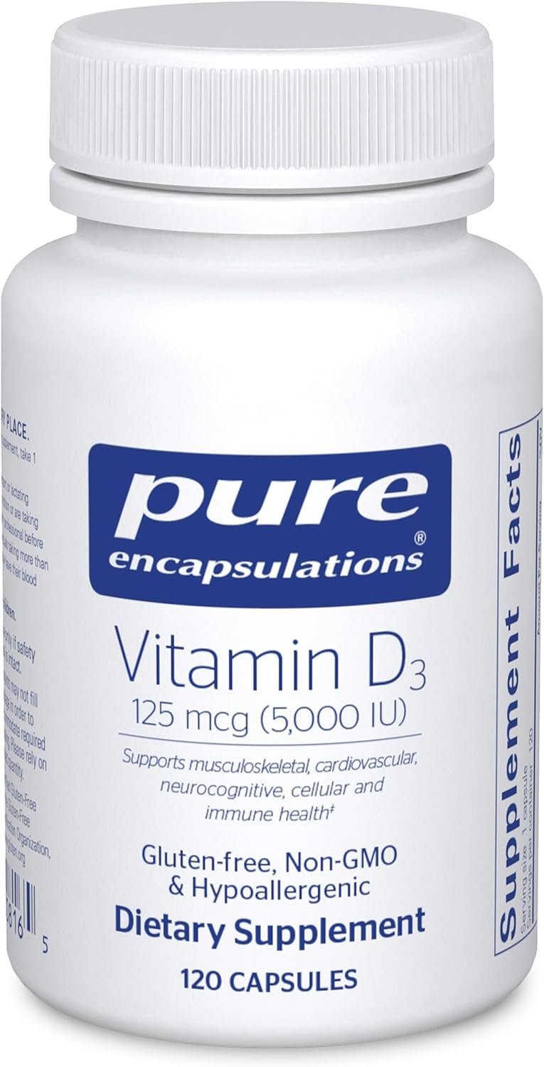 Pure Encapsulations Vitamin D3 125 mcg (5,000 IU) – Supplement to Support Bone, Joint, Breast, Heart, Colon, and Immune Health* – with Vitamin D – 120 Capsules