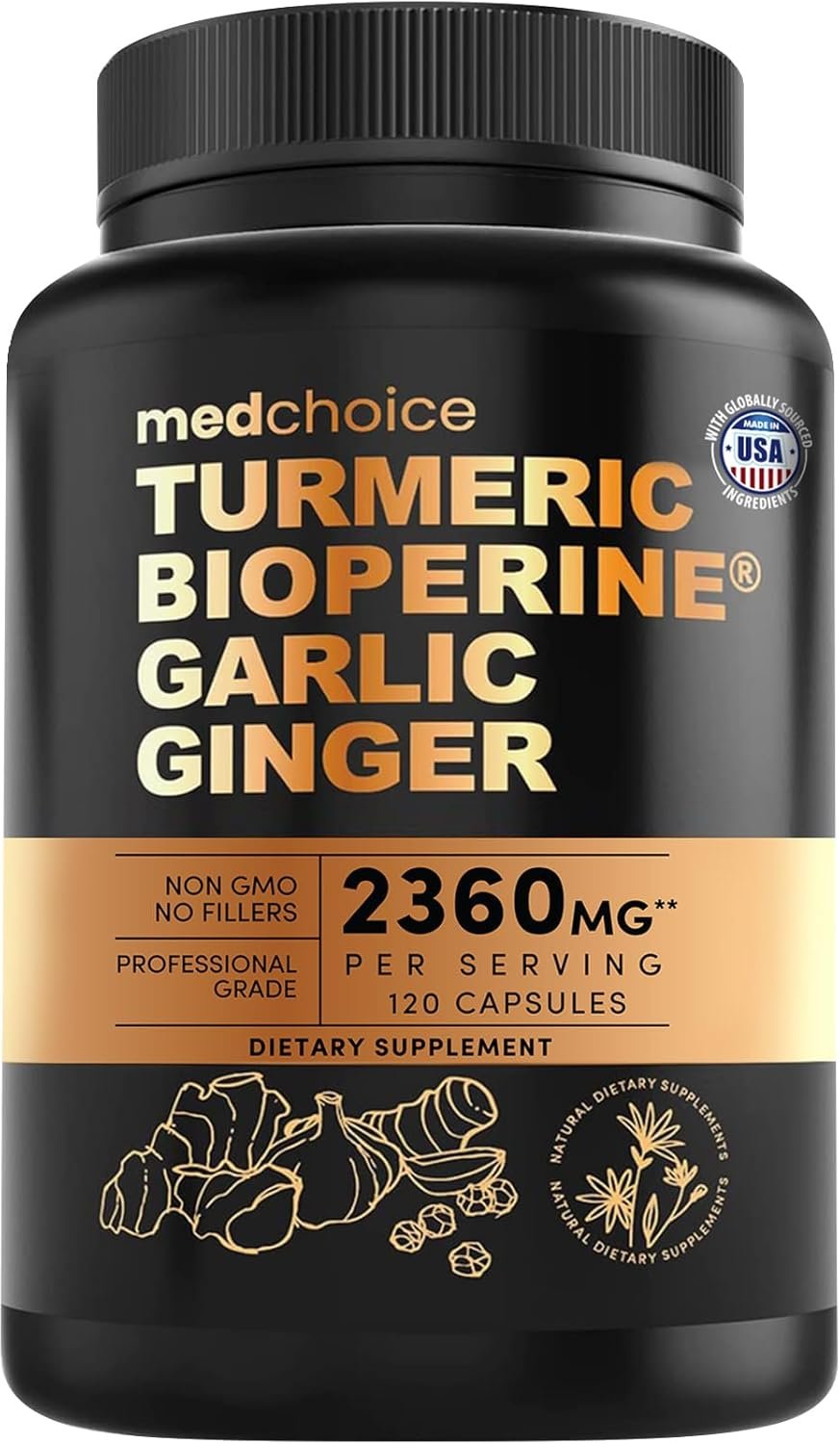 4-in-1 Turmeric Joint Support Supplements with Garlic and BioPerine – 2360 mg High Potency Herbal Blend for Mobility, Everyday Flexibility, Digestive Comfort, and Active Aging Support (120ct)