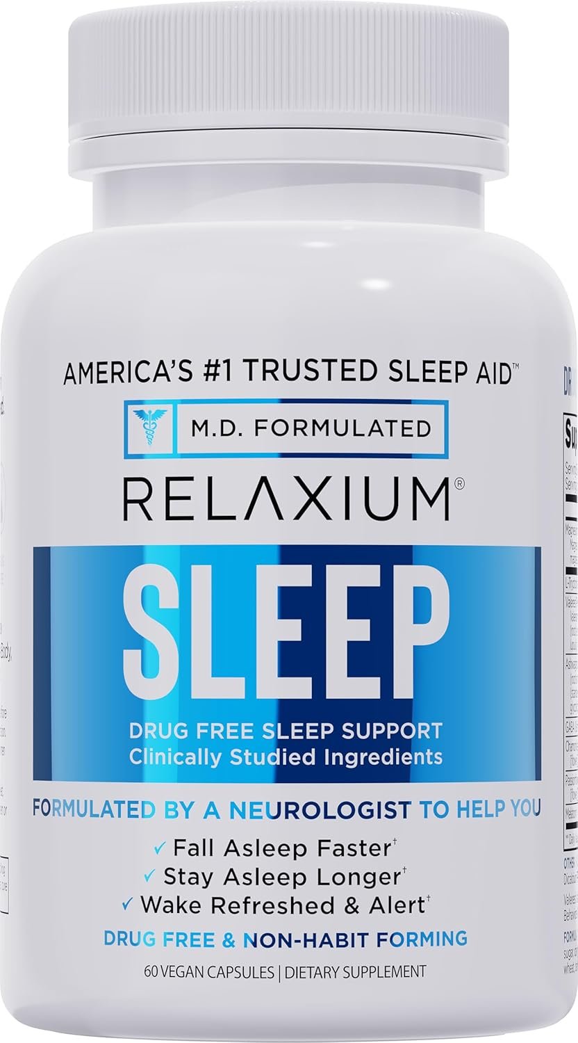 Relaxium Sleep Aid for Adults – Melatonin 5mg with Magnesium Glycinate, Valerest & Ashwagandha – Non-Habit Forming Sleep Support for Falling Asleep & Staying Asleep (30-Day Supply)