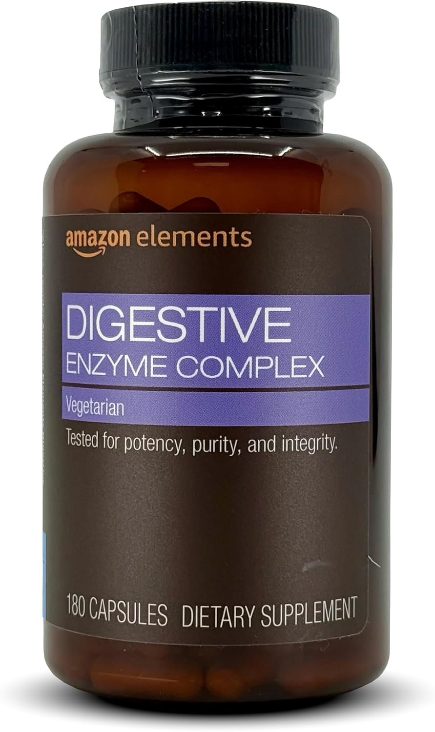 Amazon Elements Digestive Enzyme Complex, Vegetarian, Supports Healthy Digestion, 180 Capsules (Previously Revly)