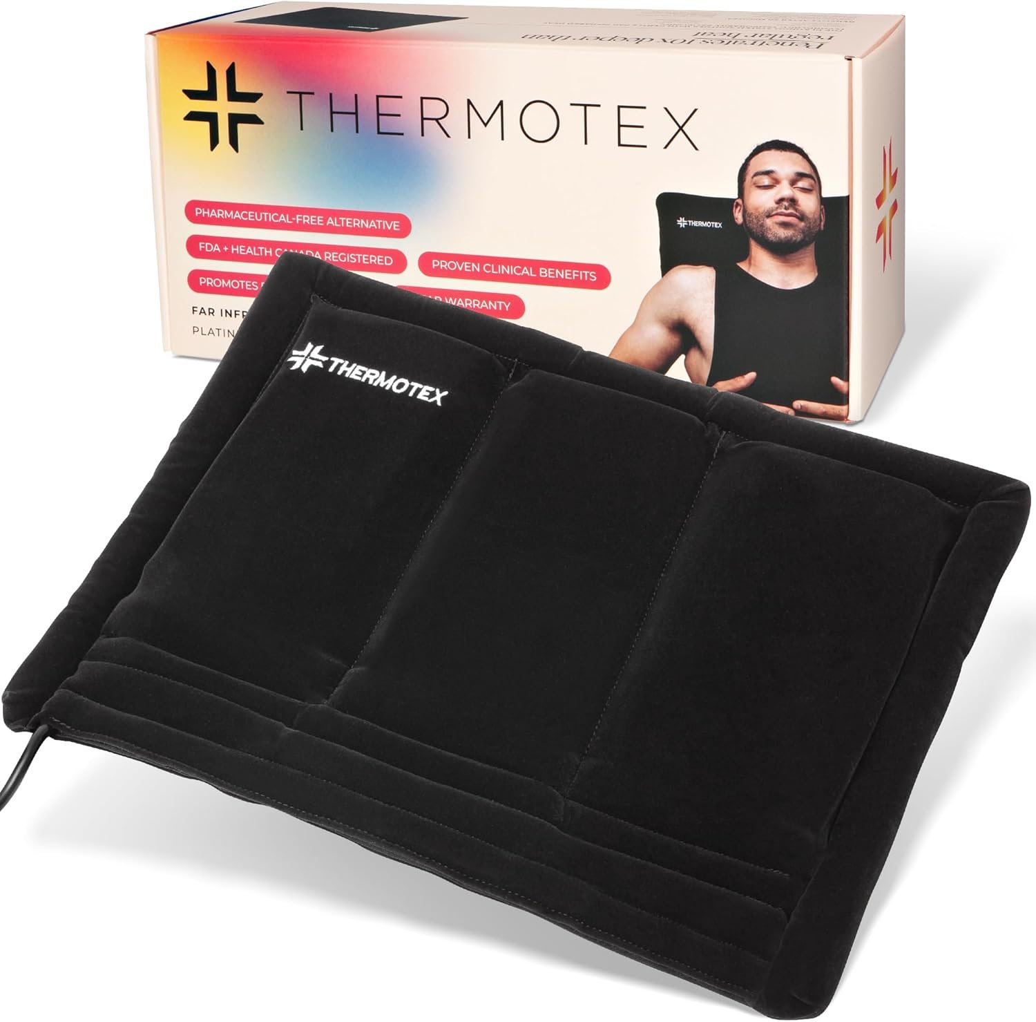 Thermotex–Far Infrared Premium Heating Pad – Platinum – Pain Relief – Warms and Relaxes Muscles, FSA-HSA Eligible – Large Size for Back, Shoulder, Arms and Legs – 17 in. x 13 in.