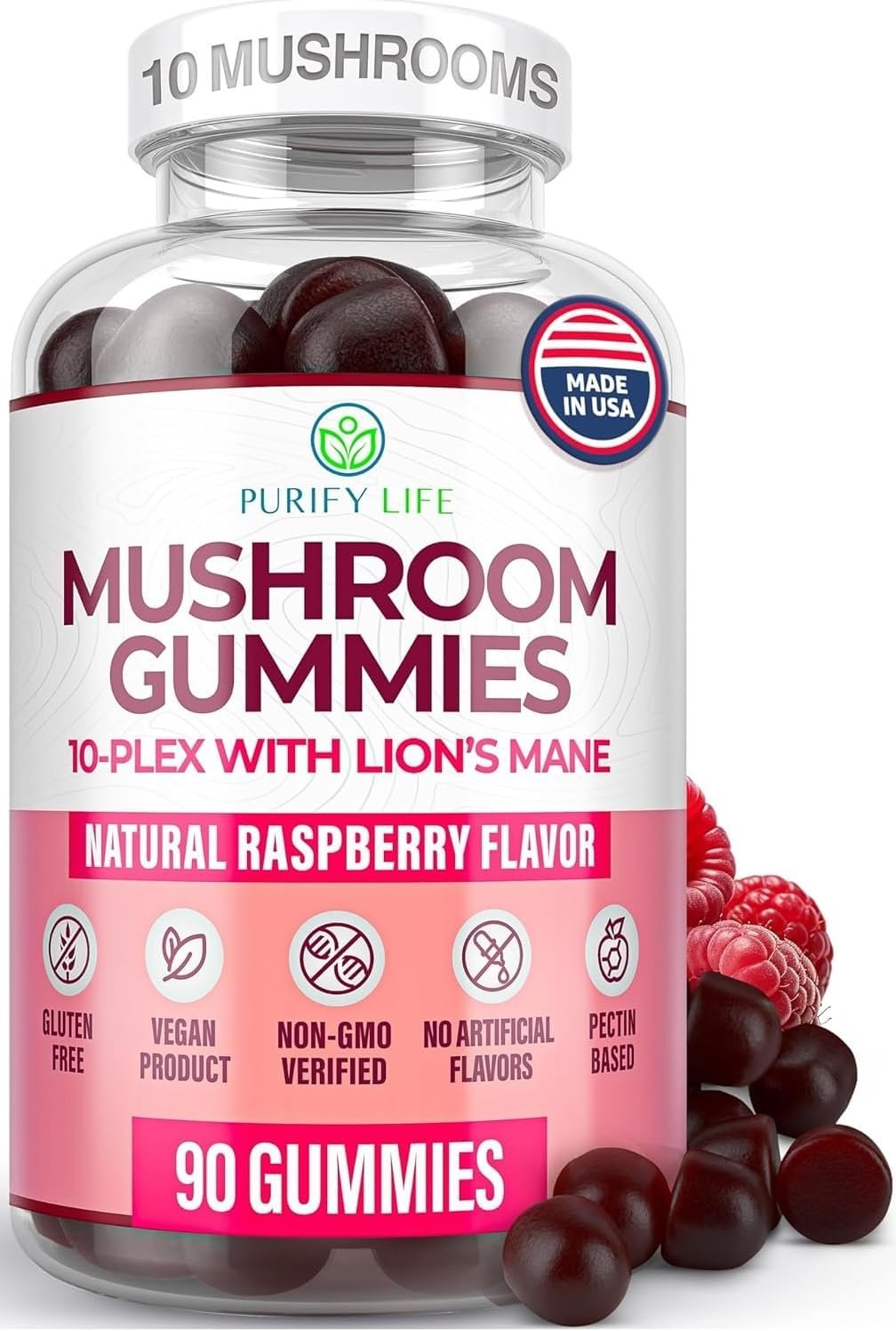World’s First Mushroom Gummies with Lions Mane, Dried Woodear Mushrooms, Immune Support & Stress Relief, Mushroom Supplement for Adults & Children (90 Chews 2500mg/serving)