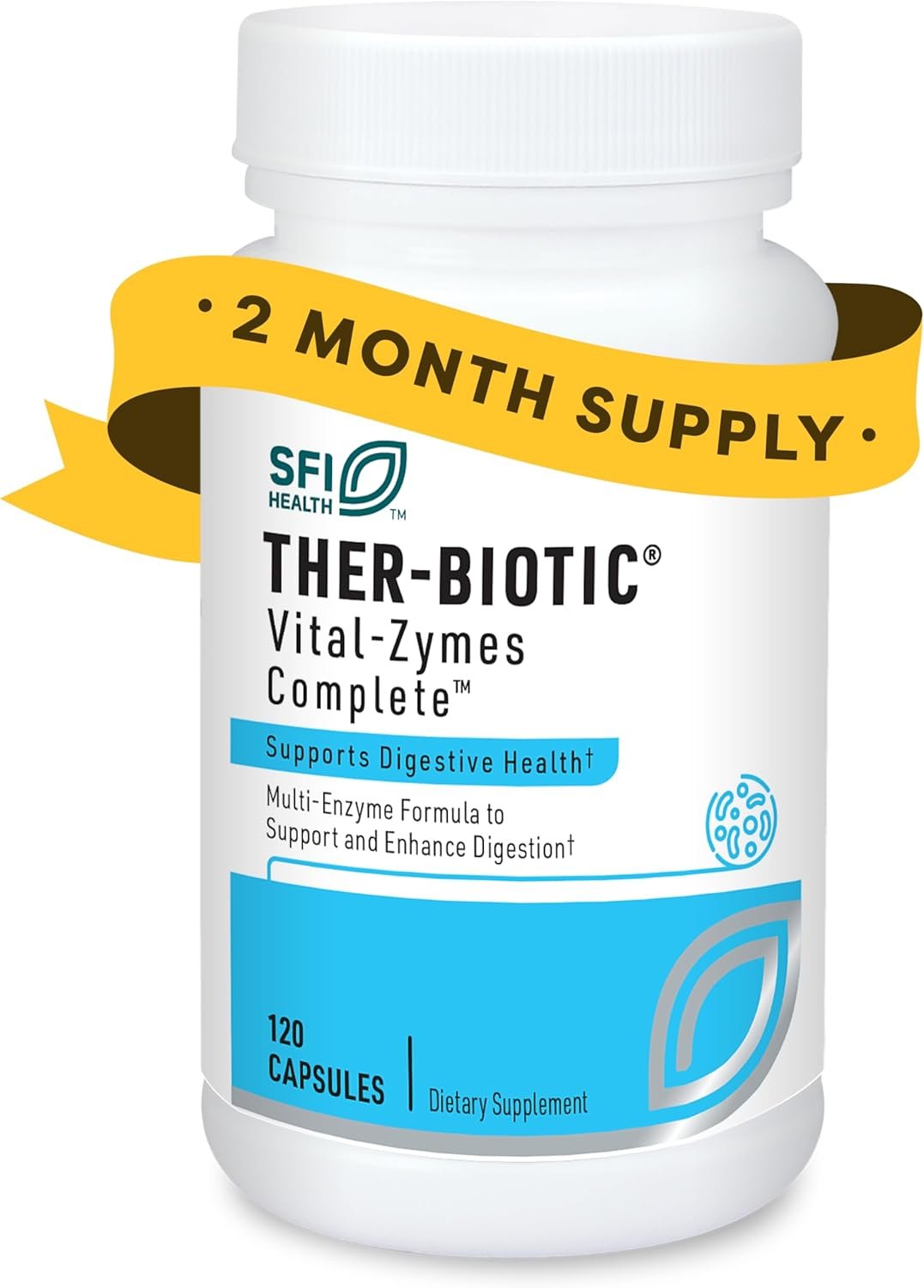 SFI Health Multi Enzyme Supplements for Digestive Health – Ther-Biotic Vital-Zymes Complete – Digestive Enzymes to Help Ease Indigestion & Aid Nutrient Absorption (120 Capsules)