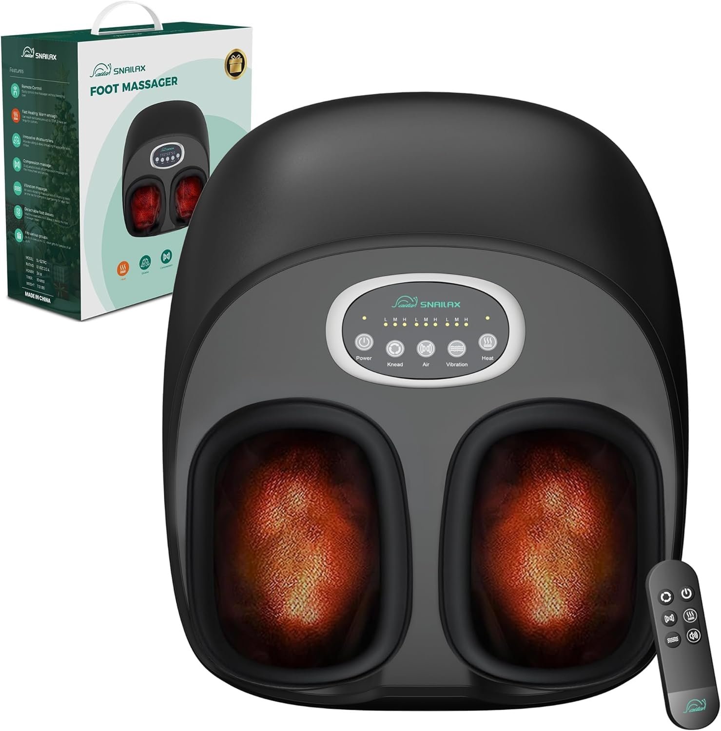 Snailax Foot Massager with Heat, Remote Control, Shiatsu Foot Massager Machine with Deep Kneading, Rolling, Compression, Vibration, Size 13, Gift for Mom