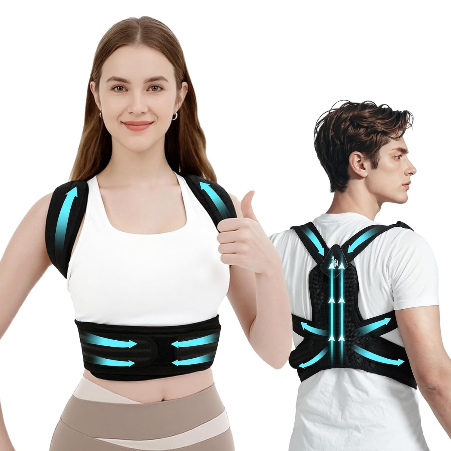 Posture Corrector Back Brace for Women and Men, Shoulder Straightener, Adjustable Back Support Brace, Back Pain Relief – Slouching, Scoliosis, Hunchback, Hump, Thoracic, Spine Alignment – with Adjustable Shoulder Straps, Posture Support. Posture Corrector Back Brace – L (Underbust 31”-37”)
