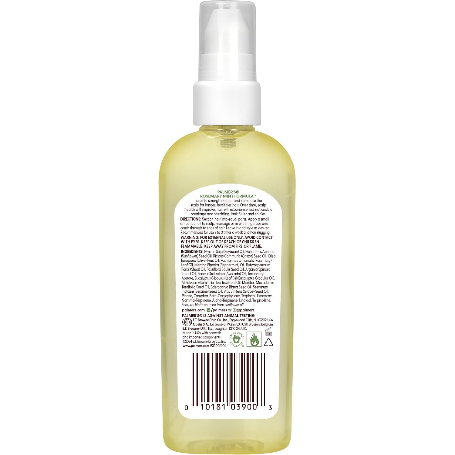 Palmer’s Hair Oil, Rosemary Mint Strengthening Hair & Scalp Oil, 3.3 fl. oz, Helps Stimulate Growth, Hydrating & Protecting for Anti-Breakage, Nourishes Dry Roots, Adds Softness & Shine