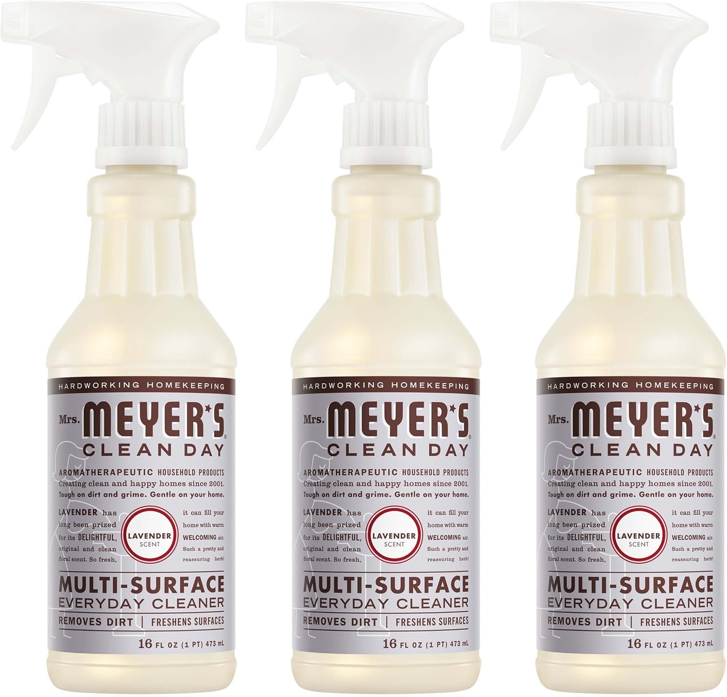 MRS. MEYER’S CLEAN DAY Multi-Surface Everyday Cleaner, Lavender Scent, 16 Fl Oz Bottle – 3 Pack