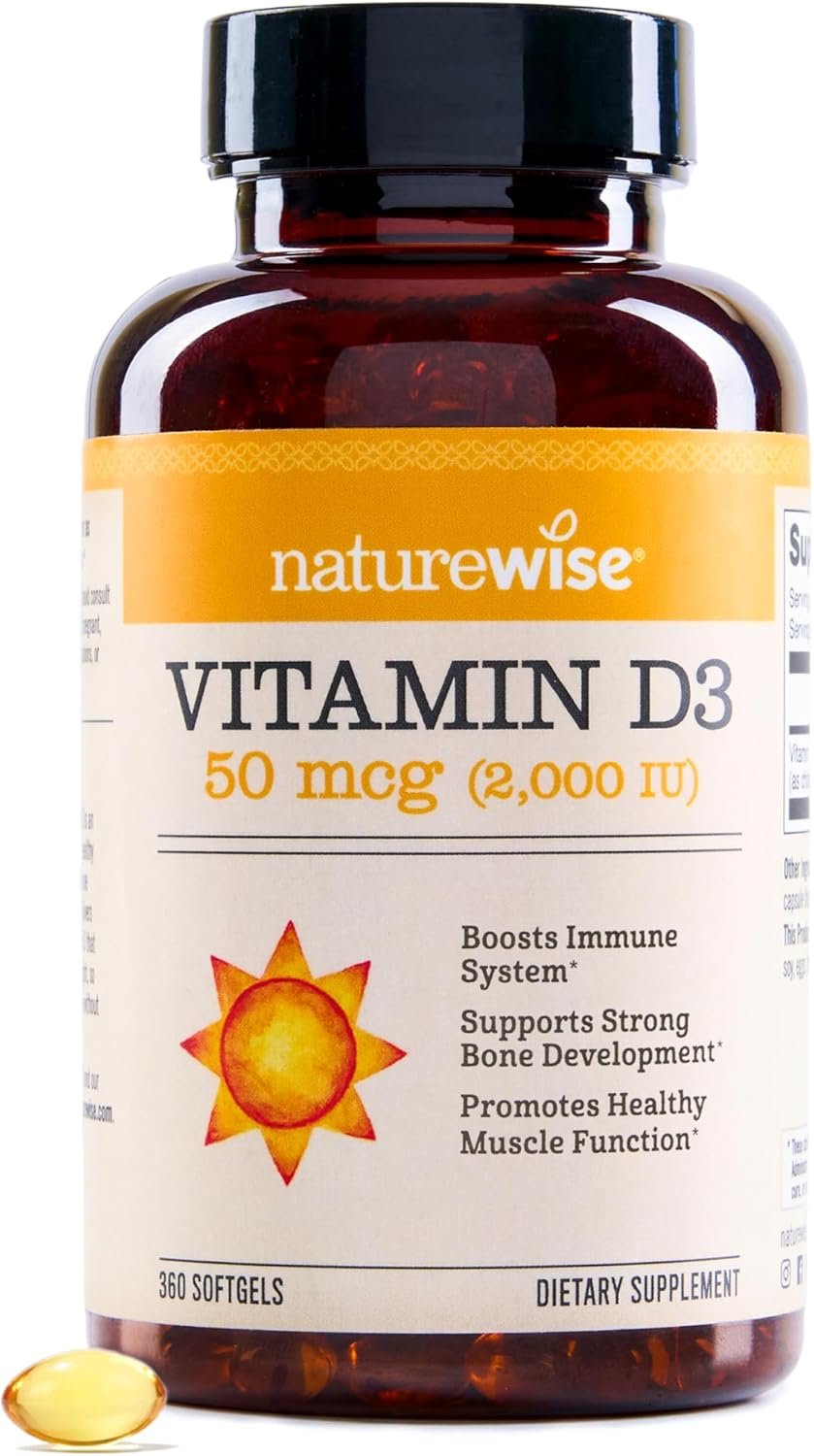 NatureWise Vitamin D3 2000iu (50 mcg) 1-Year Supply for Immune Support, Healthy Muscle Function, and Bone Health, Gluten Free in Organic Extra Virgin Olive Oil, (Mini Softgel), 360 Count