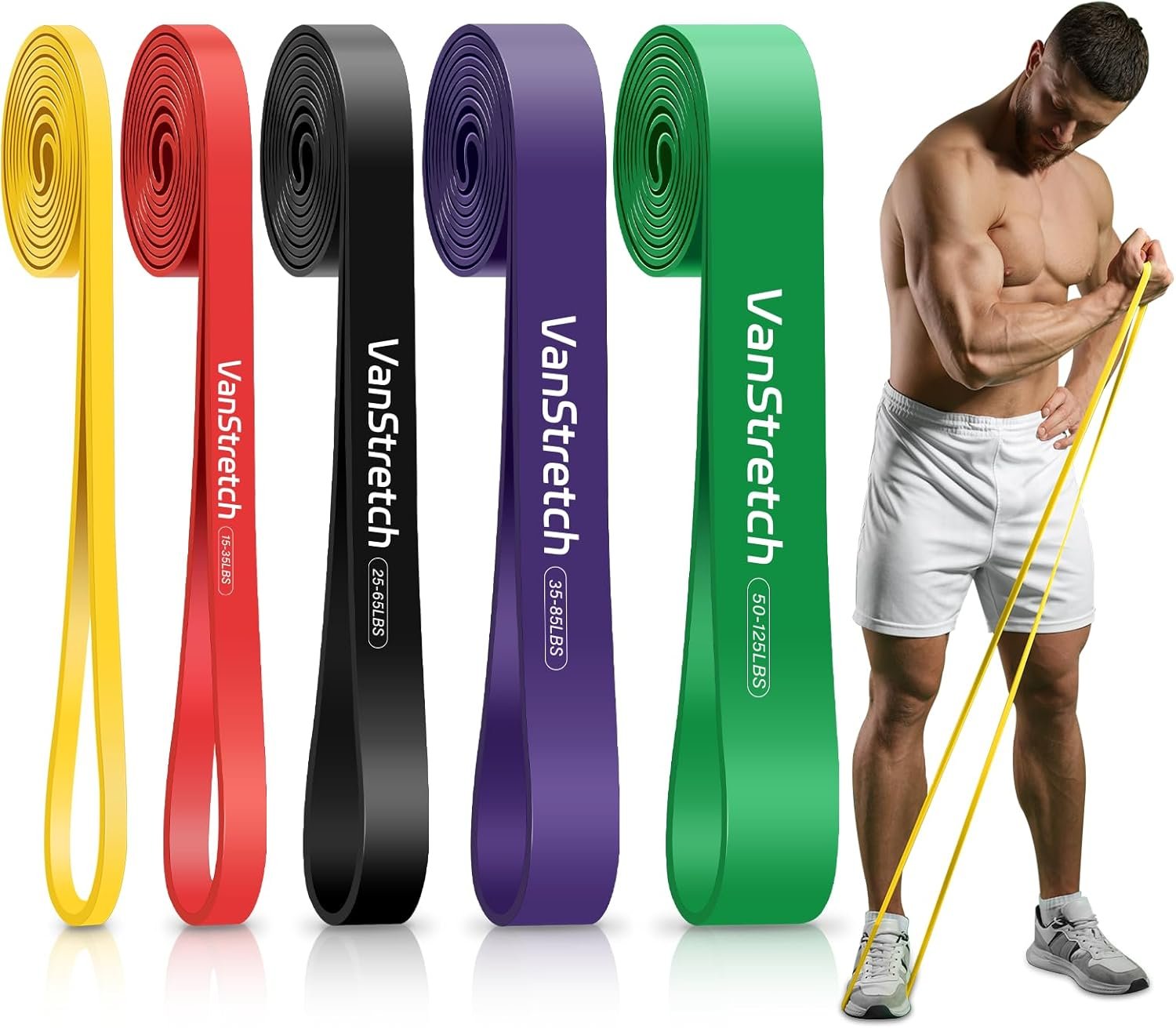 Resistance Bands for Working Out,5-Level Elastic Pull Up Assistance Bands Set for Men & Women,Exercise Bands for Home Workouts,Fitness,Training & Physical Therapy
