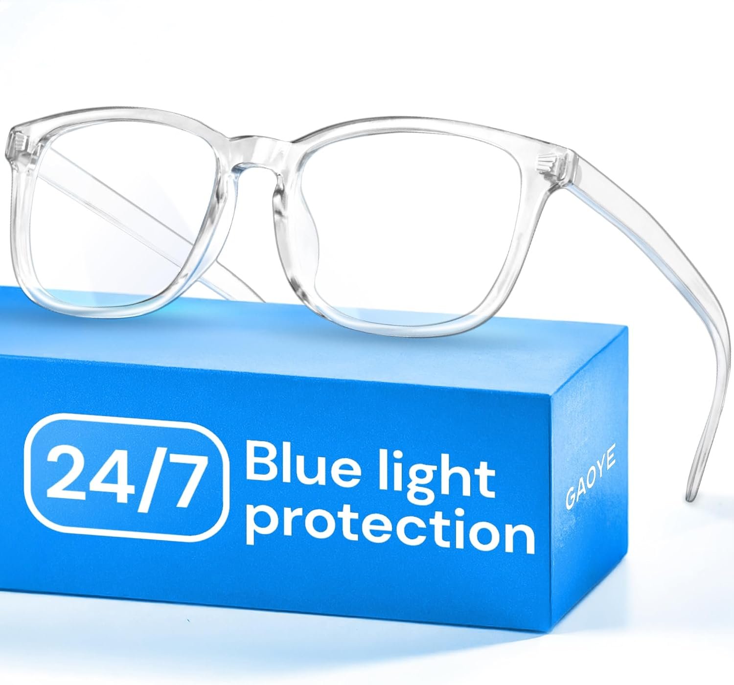 Gaoye Transparent, Clear Blue Light Glasses for Computer & Gaming – Anti UV Ray Lenses, Scratch-Resistant & Comfort Fit