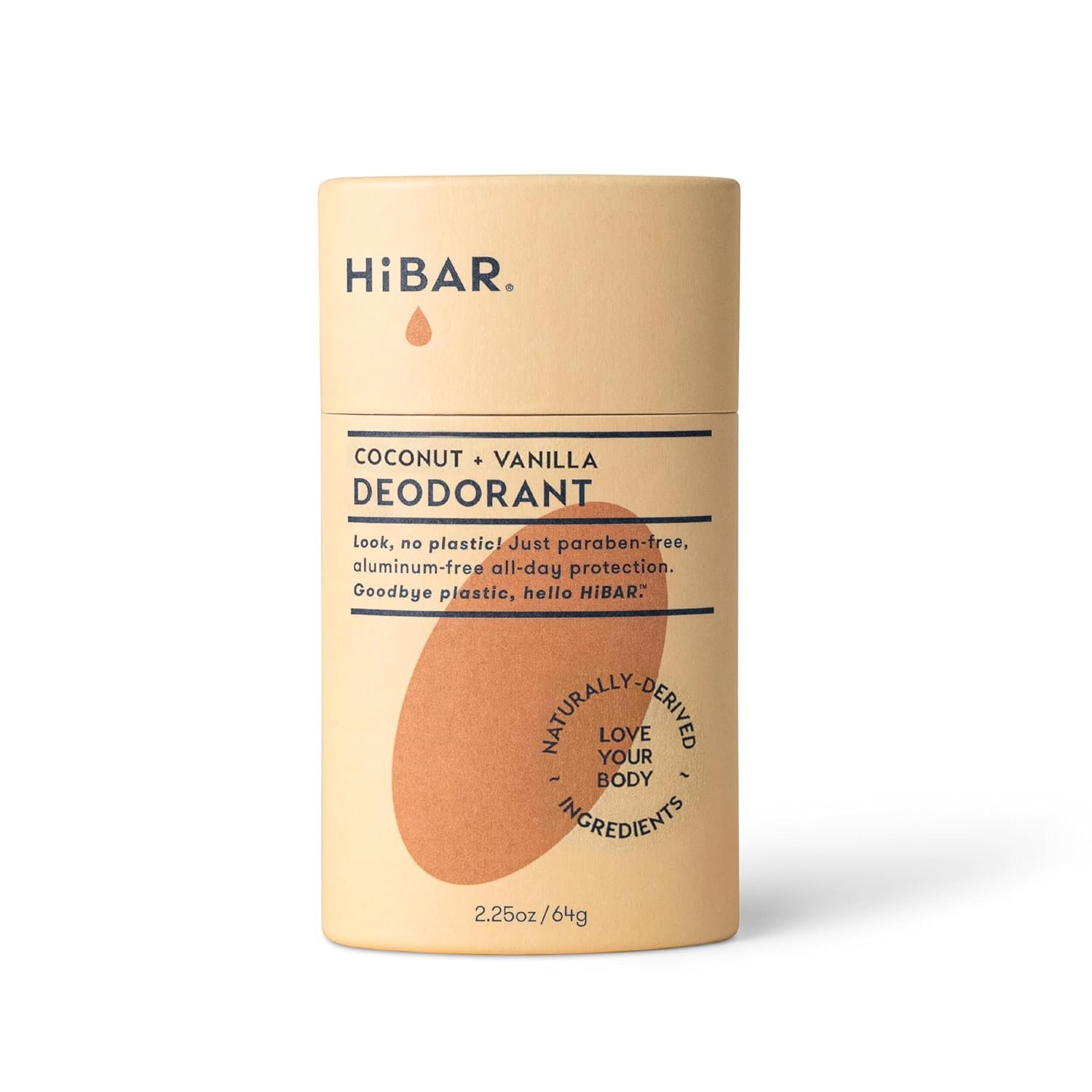 HiBAR – Coconut & Vanilla Plastic Free Deodorant – Natural Deodorant – All-Day Protection – With Sunflower Seed Wax, Rice Bran & Shea Butter – Plastic, Paraben & Aluminum-Free – Vegan – 1 Pack