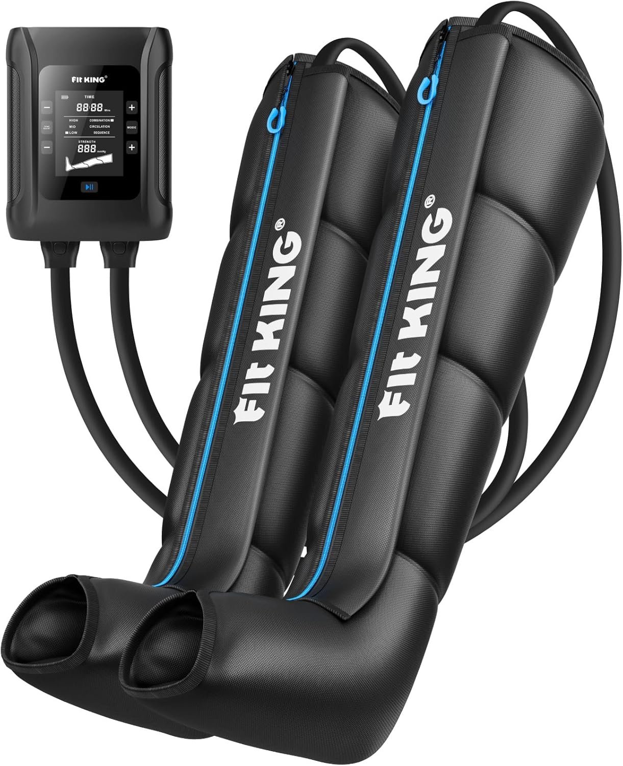 FIT KING Professional Air Compression Leg Recovery Compression System, Rechargeable Portable Recovery Boots Pneumatic Compression Device, Fast Recovery & Improved Circulation for Athletes (Large)