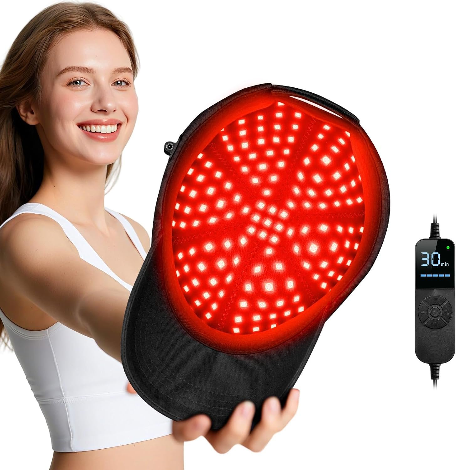 Laser Hair Growth Cap，Red Light theray Hat for Hair, Black Cap