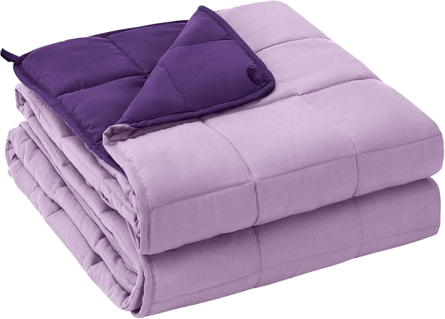 yescool Weighted Blanket for Adults (20 lbs, 60” x 80”, Purple) Cooling Heavy Blanket for Sleeping Perfect for 190-210 lbs, Queen Size Breathable Blanket with Premium Glass Bead, Machine Washable