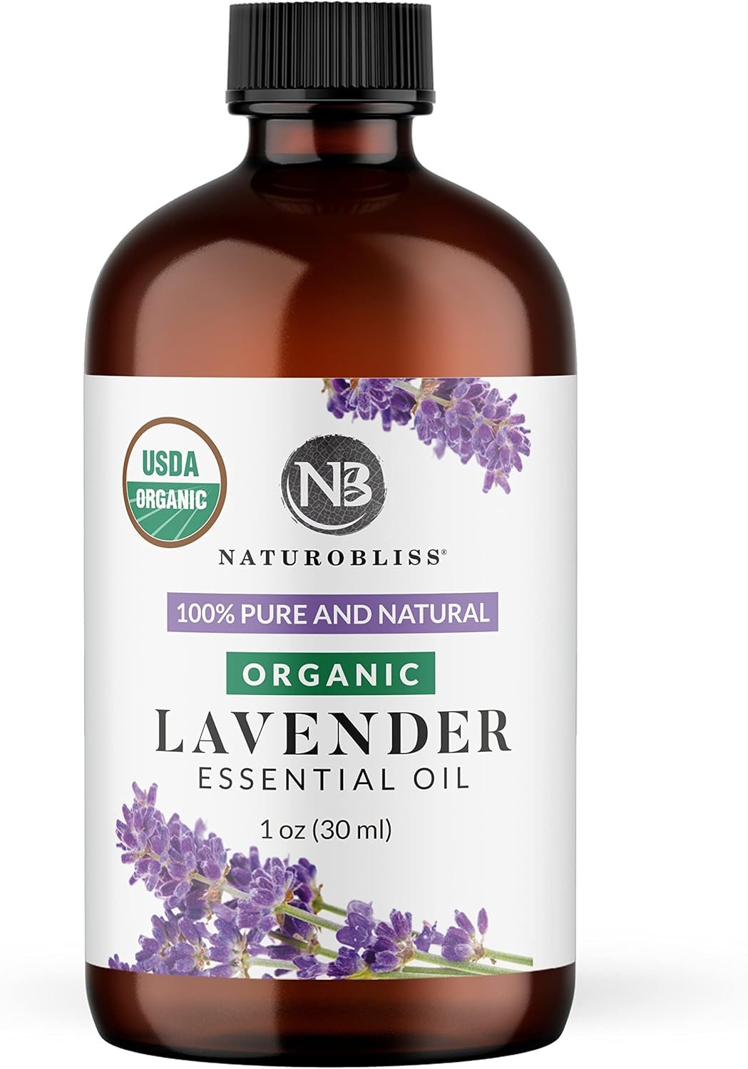 NaturoBliss Organic Lavender Essential Oil, 100% Pure Therapeutic Grade, Premium Quality, 1 fl. Oz / 30 ml – Perfect for Aromatherapy and Relaxation (30ml)