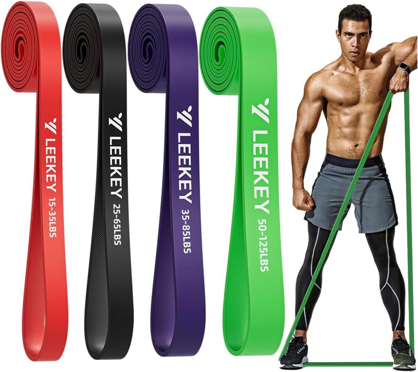 LEEKEY Pull Up Assistance Bands,Muit Levels Resistance Bands for Senior/Adults,Exercise Bands with Door Anchor, Strength Bands for Fitness Training, Physical Therapy,Home Gym Workouts