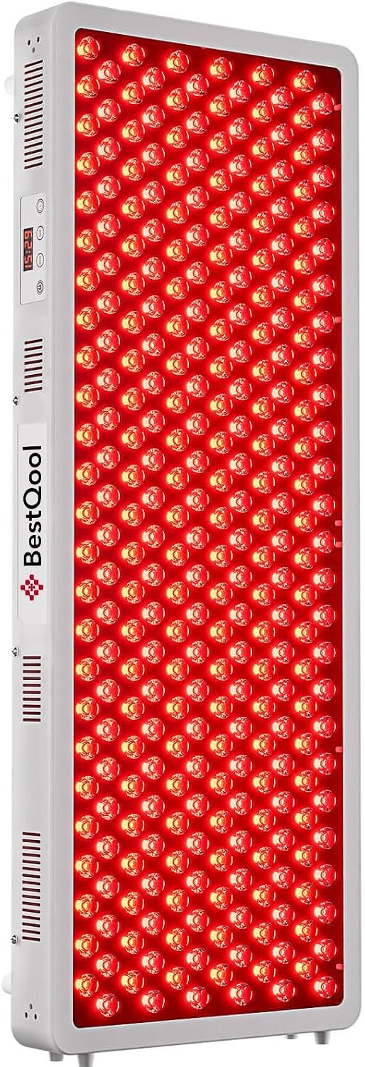 BestQool Red Light Therapy Panel, 4 Wavelengths Full Body Infrared Light Therapy, 300 Elite Grade Dual Chip LEDs, FSA-HSA Red Light Device at Home, Ideal for Body, Face. Modular Design.