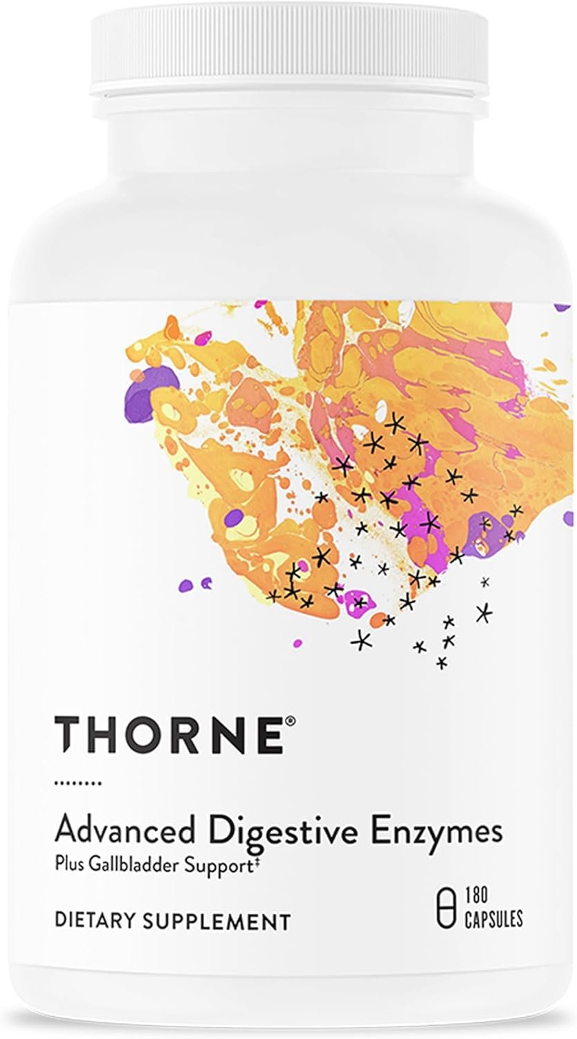 THORNE – Advanced Digestive Enzymes – Supplement with Pepsin, Ox Bile & Pancreatin for Indigestion & Constipation Relief – Minimizes Occasional Gas & Bloating* – Third-Party Certified – 180 Capsules