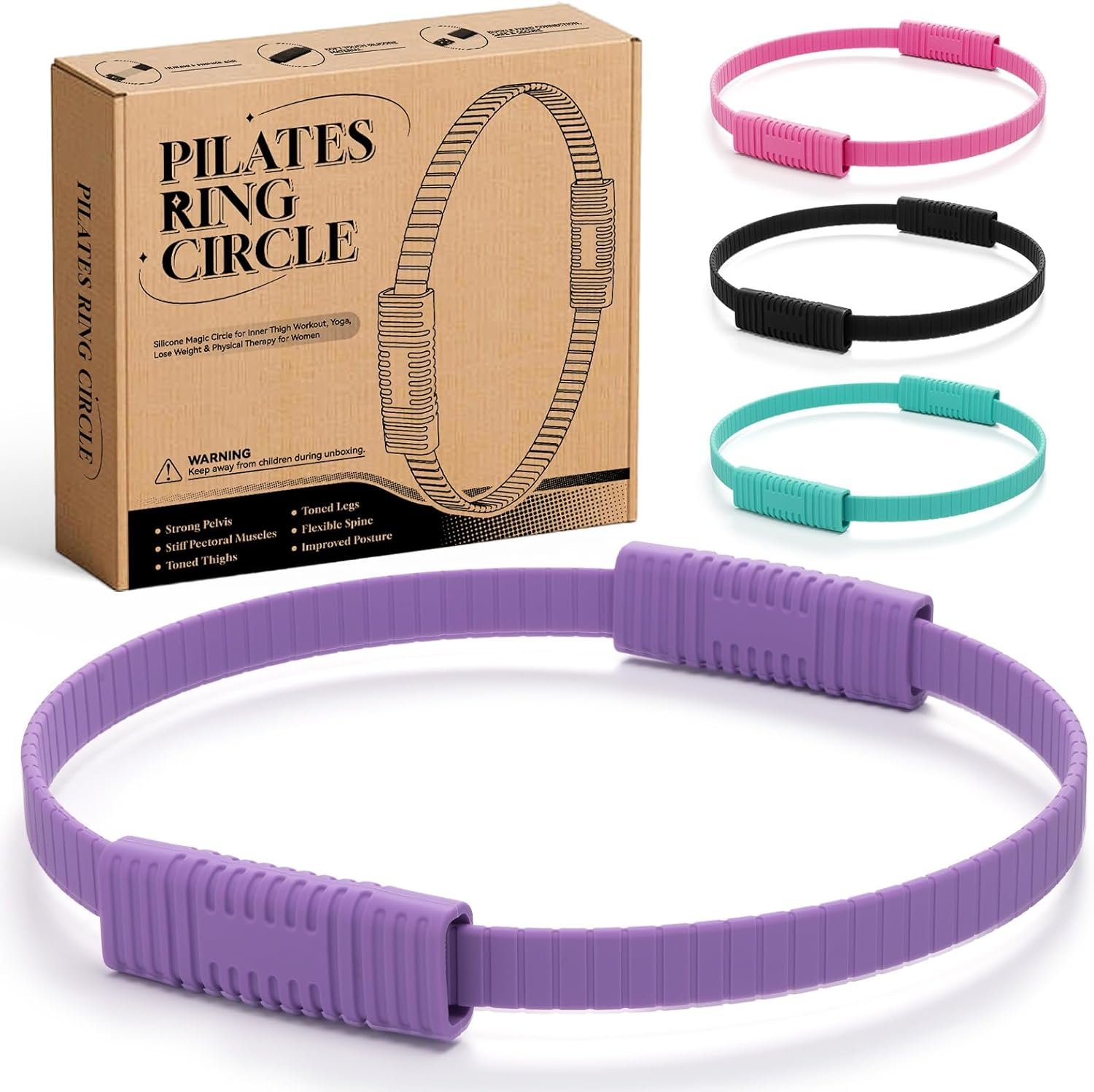 SUBCULTUREPICK Pilates Ring, Silicone Magic Pilates Rings, Lightweight & Durable Flexible Fitness Circle Exercise Equipment for Toning Arms, Thighs,Legs, Core,Yoga & Physical Therapy
