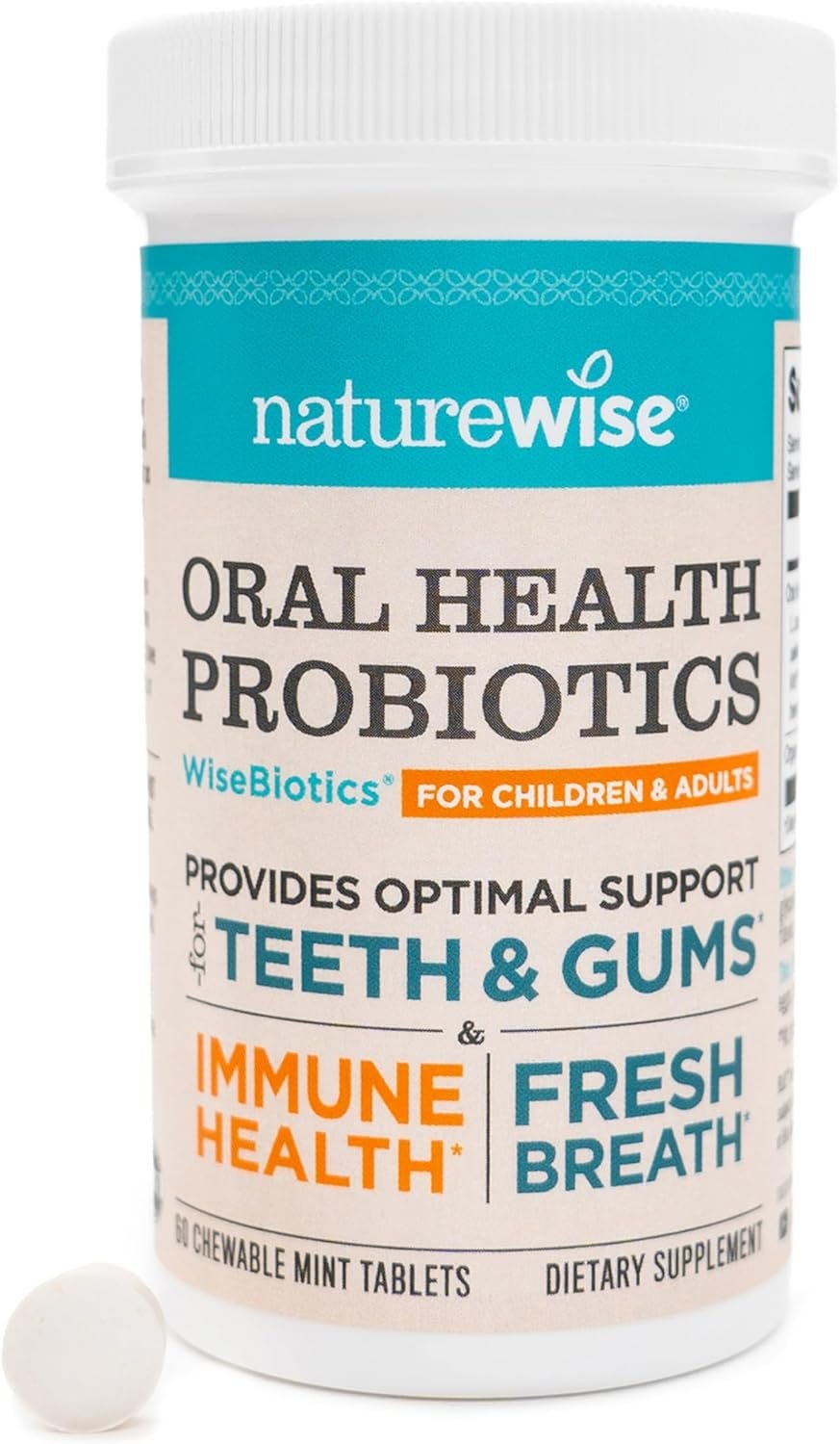 NatureWise Oral Probiotics for Mouth Bad Breath – Chewable Sugar-Free Mint – Lactobacillus reuteri Chewable – Oral Probiotics For Kids & Adults – Non-GMO USA Manufactured – 60 Count[60-Day Supply]