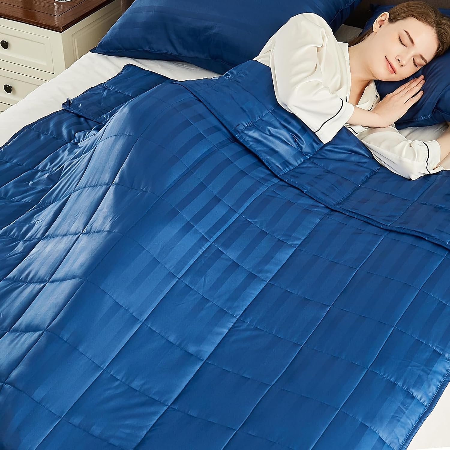Weighted Blanket Kids (36″x48″ 3lbs),Ultra Soft and Cozy Cooling Weighted Blanket Kids,Heavy Blanket with Machine Washable Soft Blanket, Navy Blue