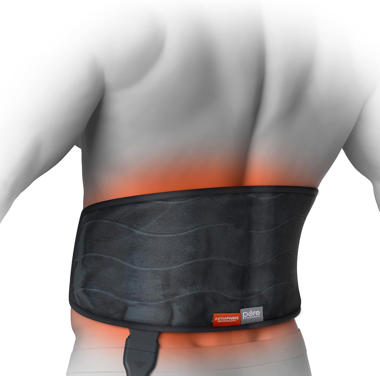 Pure Enrichment PureRelief Pro Far Infrared Universal Heat Wrap – Deep Muscle Relief for Back, Neck, Shoulder, & Knee Pain in Athletes, 4 Heat Settings, Dry/Moist Heat, Lumbar Heating Pad (Iron Gray)