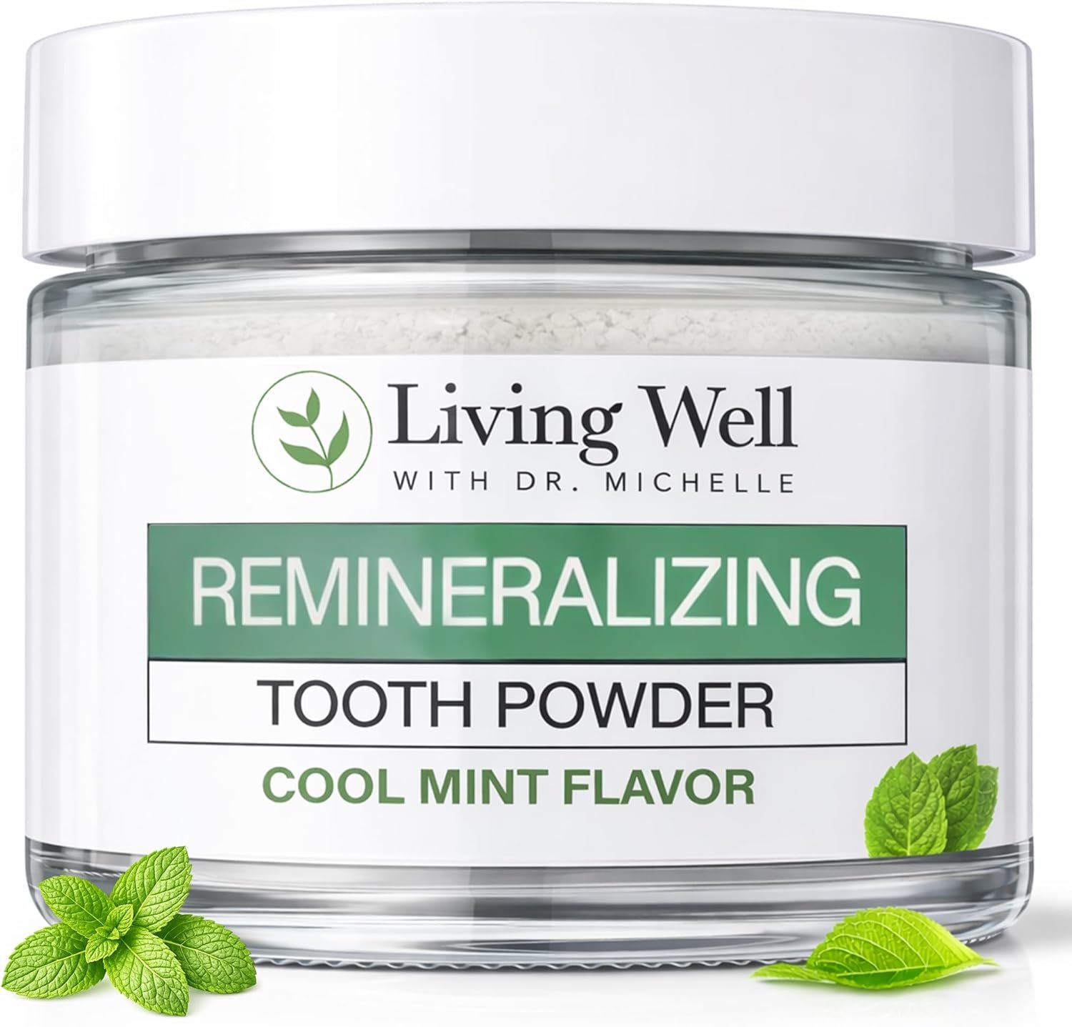 Living Well with Dr. Michelle Remineralizing Tooth Powder | Fluoride-Free Hydroxyapatite Formula | Supports Enamel Strength & Oral Wellness | Safe, Clean Ingredients | Cool Mint Flavor