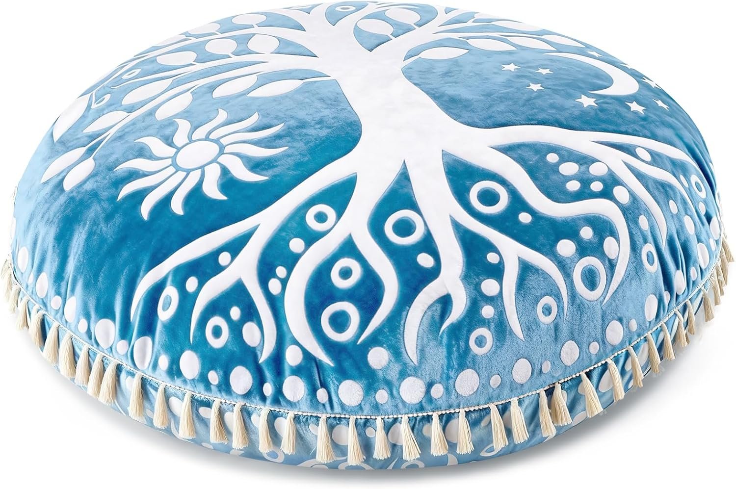 Hihealer Meditation Cushion, Large Velvet Floor Pillow for Yoga, Meditation & Mindfulness, Supportive Memory Foam Bolster (Blue)