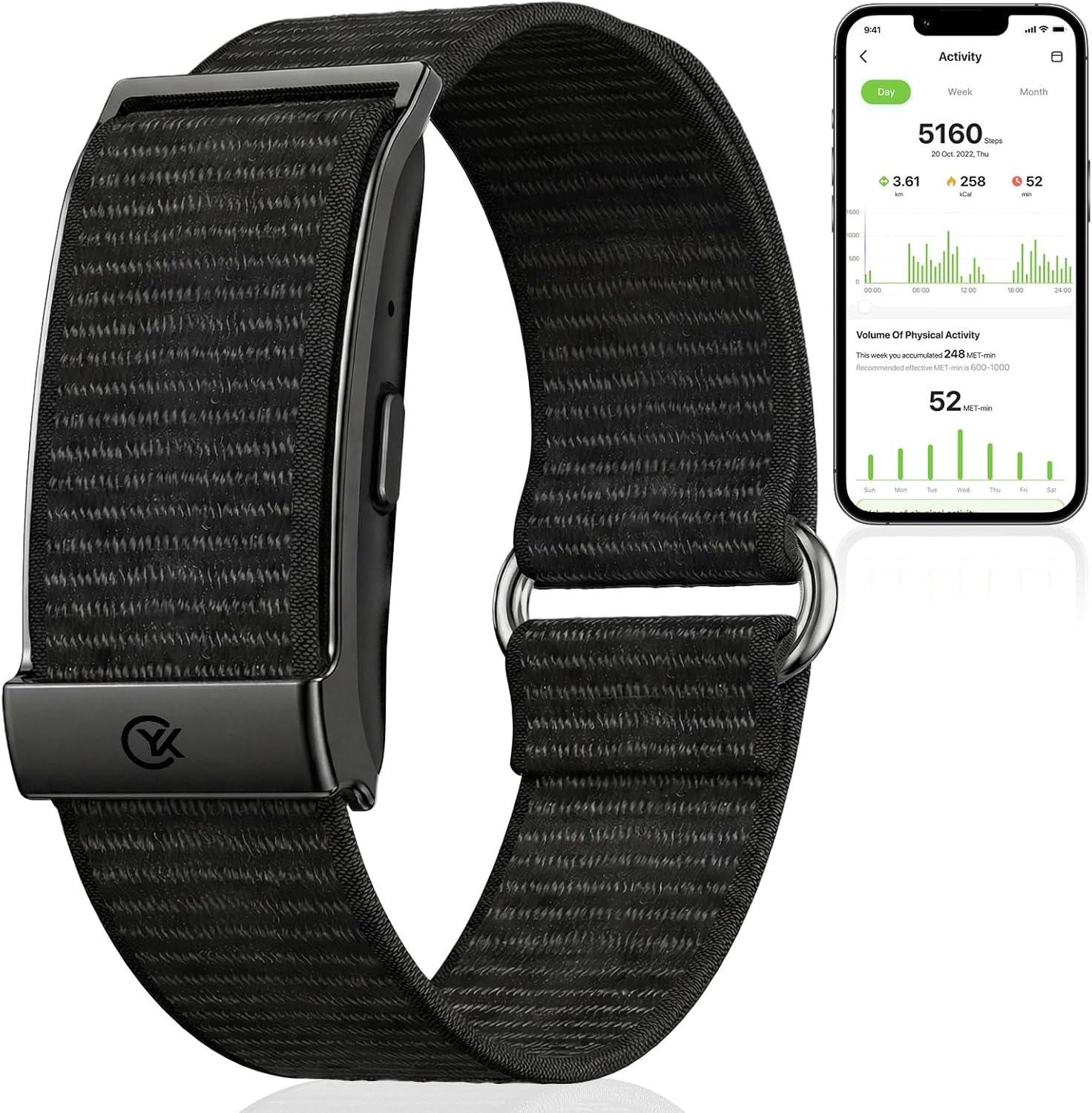 Smart Bracelet,Health and Fitness Tracker,24/7 Heart Monitor & Sleep Tracker, Multi-Sport Tracker Wristband with Free APP (Black)