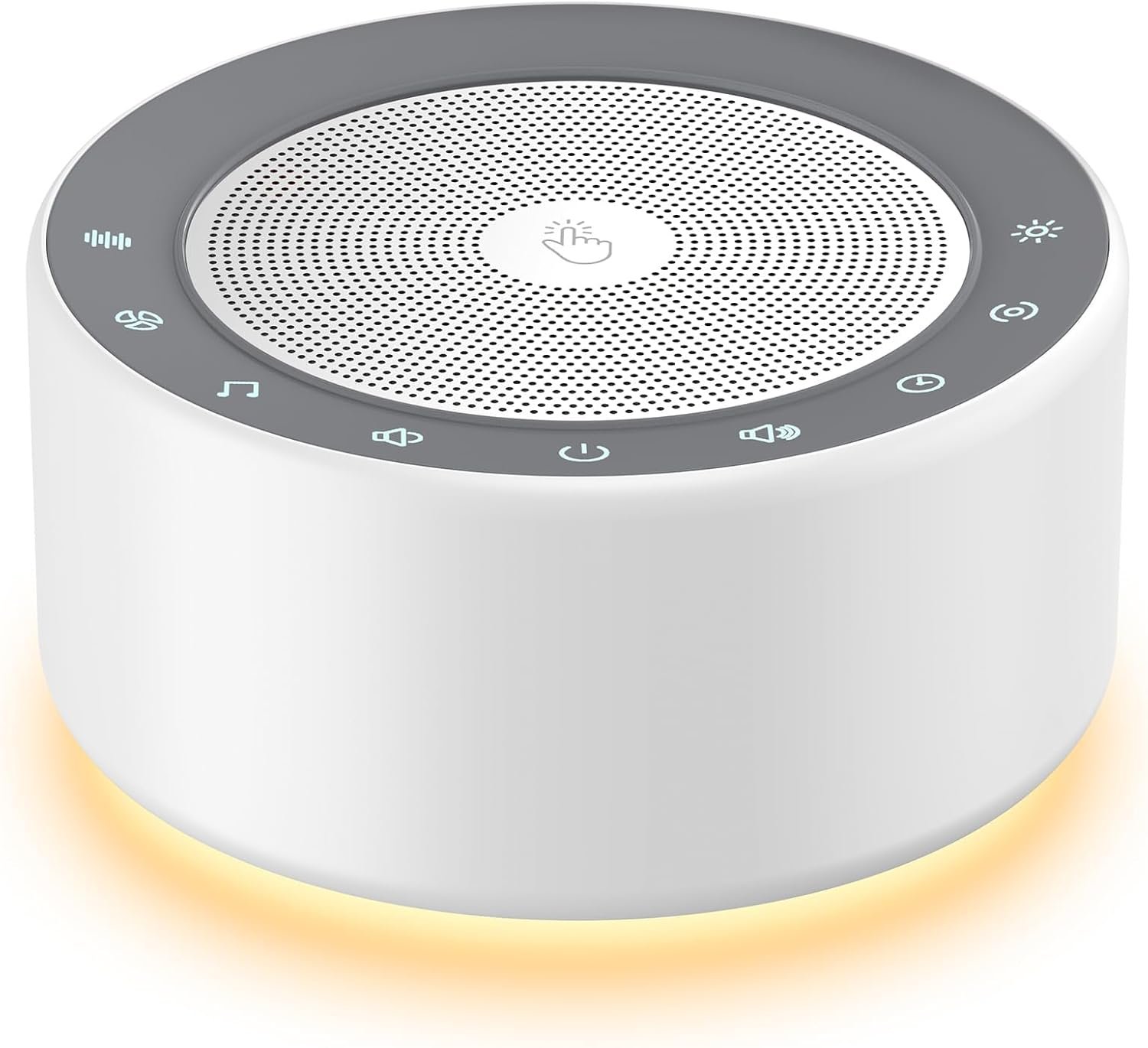 Kipcush White Noise Machine for Baby & Adults, 30 Soothing Sounds, Soft Non-Glare Nursery Lamp, 8 Color Night Lights, Memory Function (Angel V1 White, Standard)