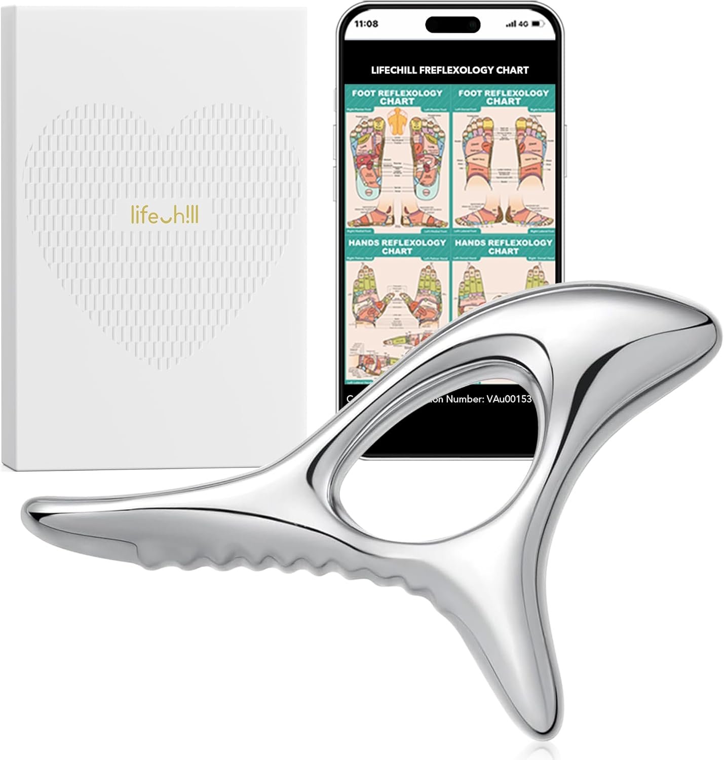 lifechill Trigger Point Massage Tool for Deep Tissue, Muscle Scraper Tool for Fascia Release, Metal Body Gua Sha Tool, Lymphatic Drainage Massager, Thumb Saver,Scar Tissue Massage,Acupressure Tool