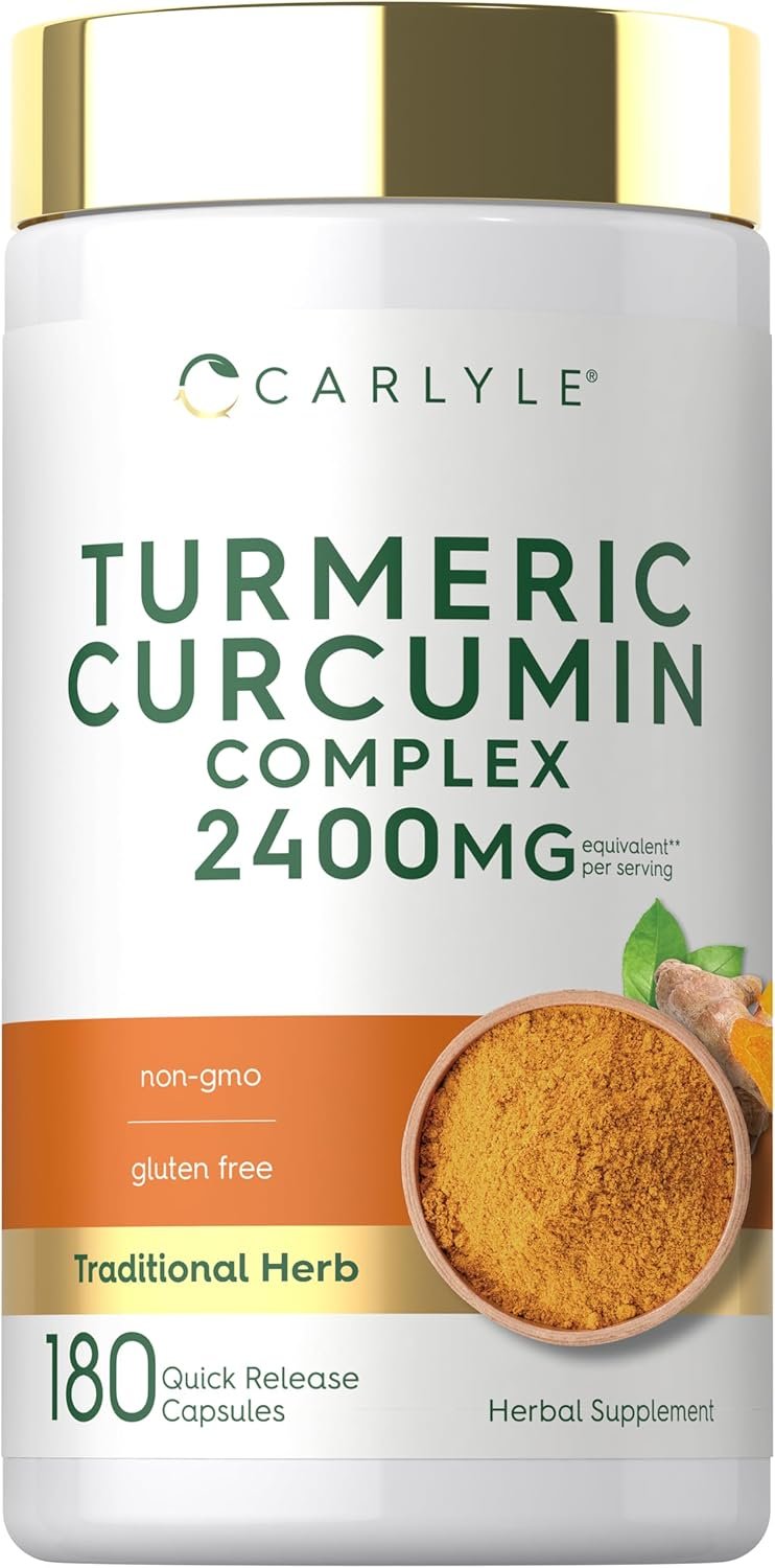 Carlyle Turmeric Curcumin Supplement | 180 Powder Capsules | Herbal Complex | Non-GMO, Gluten Free Formula
