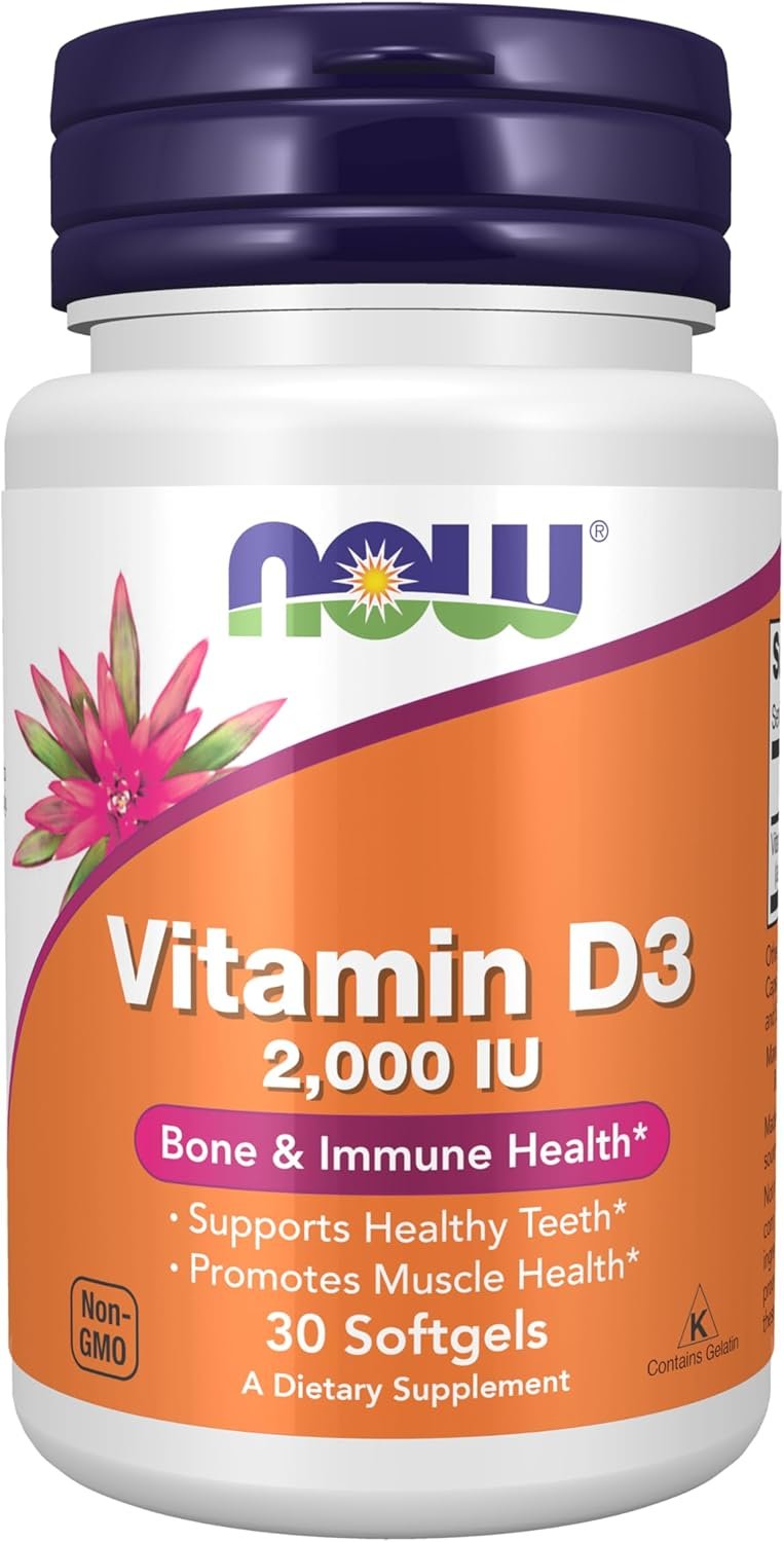 NOW Foods Supplements, Vitamin D-3 2,000 IU, High Potency, Structural Support*, 30 Softgels