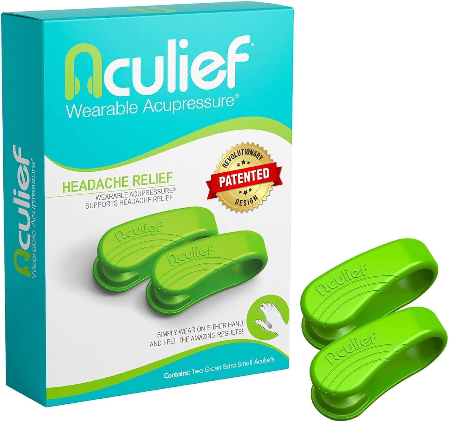 Aculief Acupressure Bracelet – Tension Management & Stress Support – Handheld Acupressure Mat Style – Pack of 2, X-Small/Kids, Green