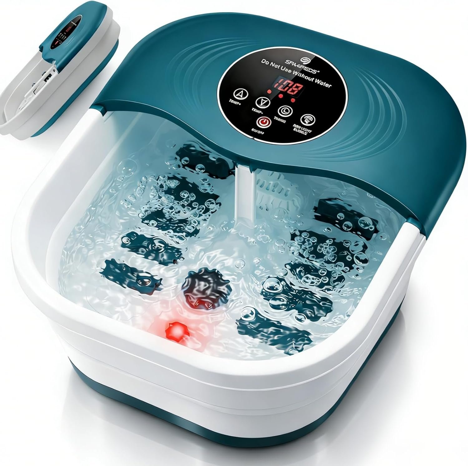 SPA4PIEDS Foot Spa Bath Massager with Heat, Bubble Jets, Red Light & Timer, Pedicure Foot Spa with 95-118℉ Temperature Control, 8 Shiatsu Rollers, Pumice Stone, Gift for Women,Men,Dad
