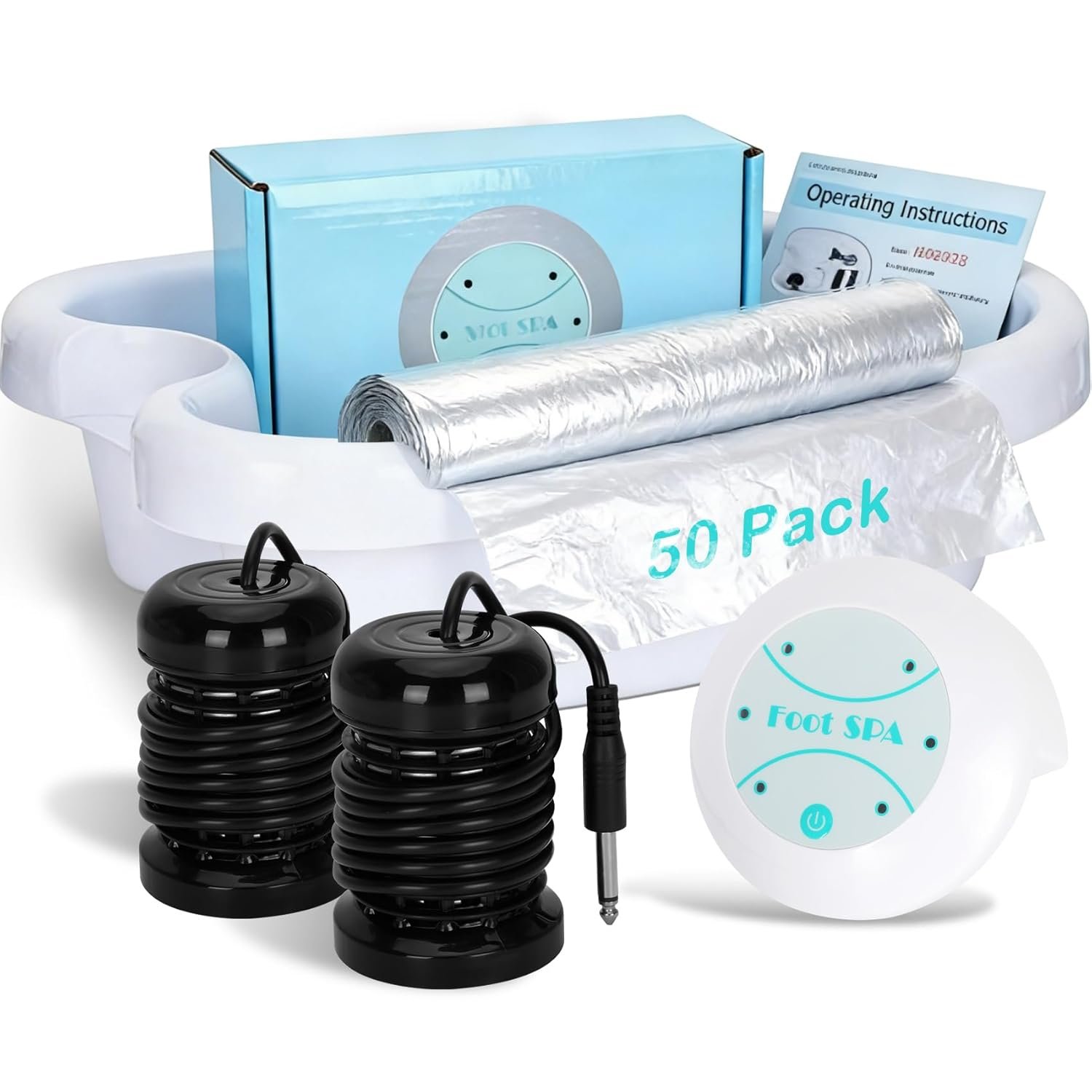 Ionic Foot Bath Detox Machine with 50 Liners, Foot Detox Machine to Remove Toxins, Portable Home Foot Spa, 2 Ion Arrays for Detox & Relaxation, Easy Clean, Perfect for Family/Gift/Self-Care