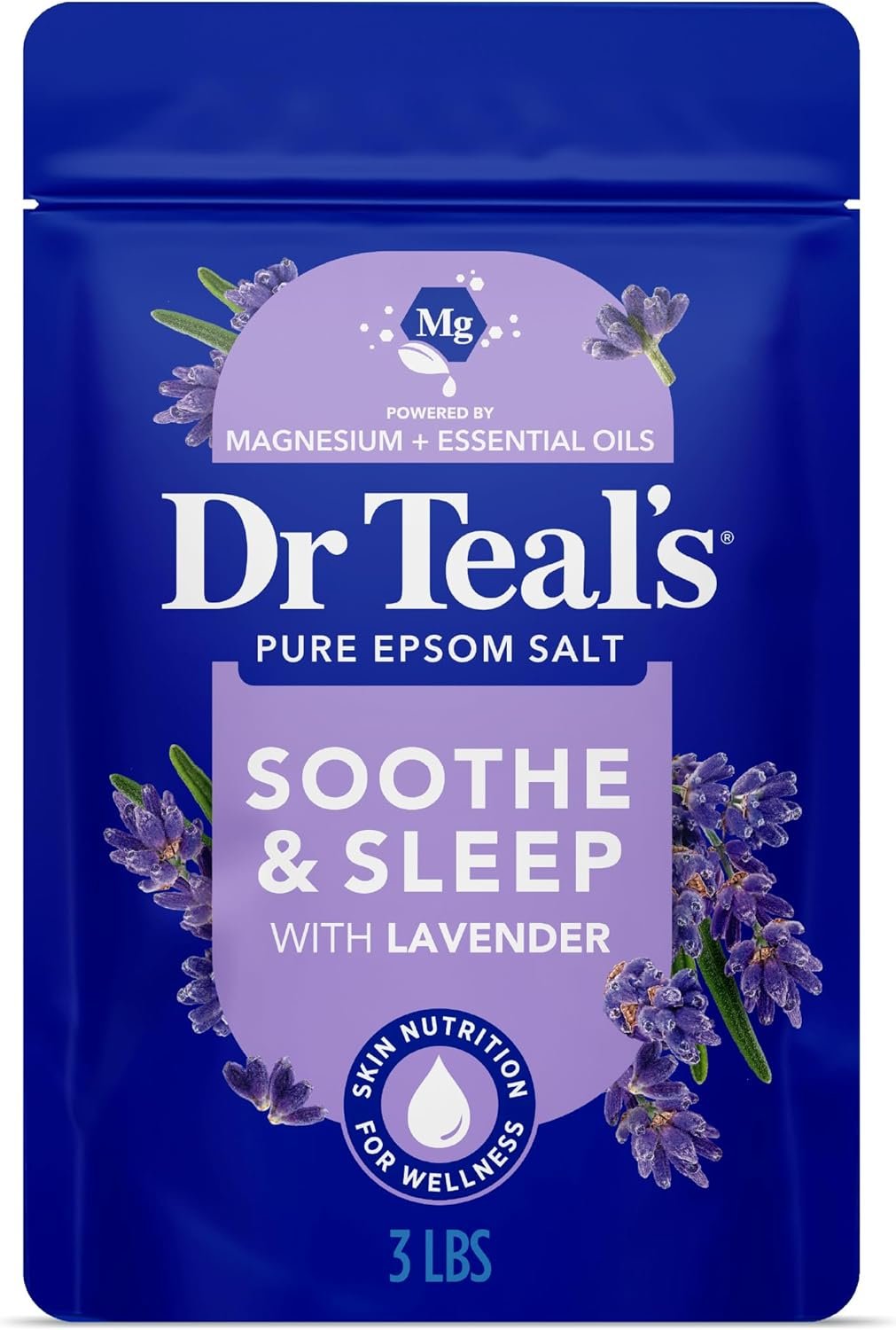 Dr Teal’s Epsom Salt Soaking Solution, Soothe & Sleep, Lavender, 3lbs