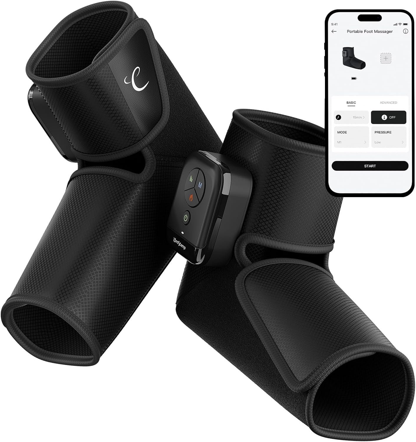 Comfytemp Portable Air Compression Foot Massager with Heat, FSA Eligible HSA, Cordless Foot and Ankle Compression Boots for Circulation, Recovery for Swelling, Plantar Fasciitis (Fit Size 6 to 10)