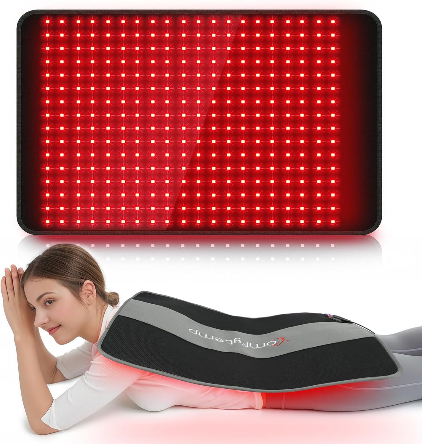 Comfytemp Red Light Therapy for Body, 24” x 17” Near Infrared Light Therapy Wrap, Wearable Flexible Soft Light Pad for Back Waist Belly Knee Joint Muscle, 660nm & Invisible 850nm(Corded)