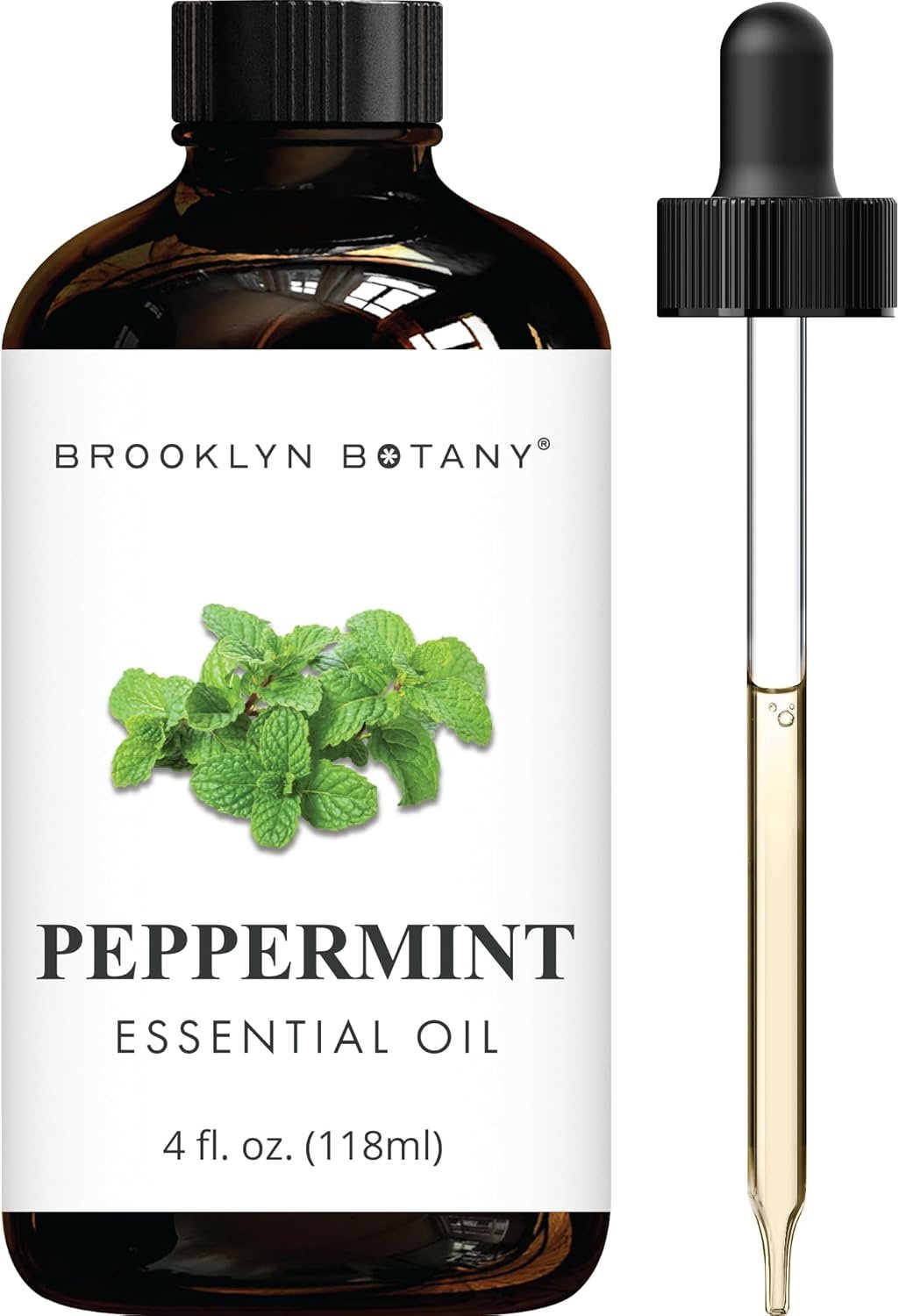 Brooklyn Botany Peppermint Essential Oil – Huge 4 Fl Oz – 100% Pure and Natural – Premium Grade with Dropper – for Aromatherapy and Diffuser