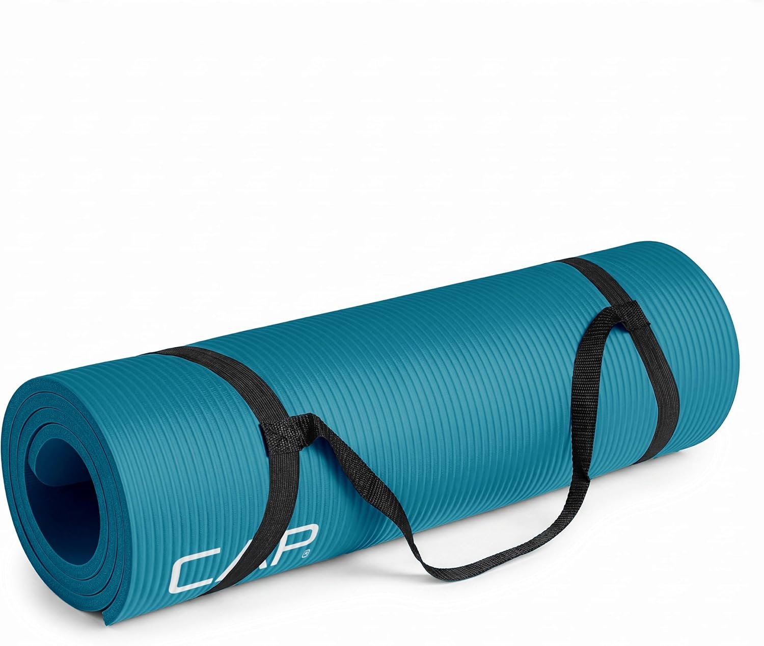 CAP Barbell 1/2-Inch High Density Exercise Yoga Mat with Strap | Multiple Options