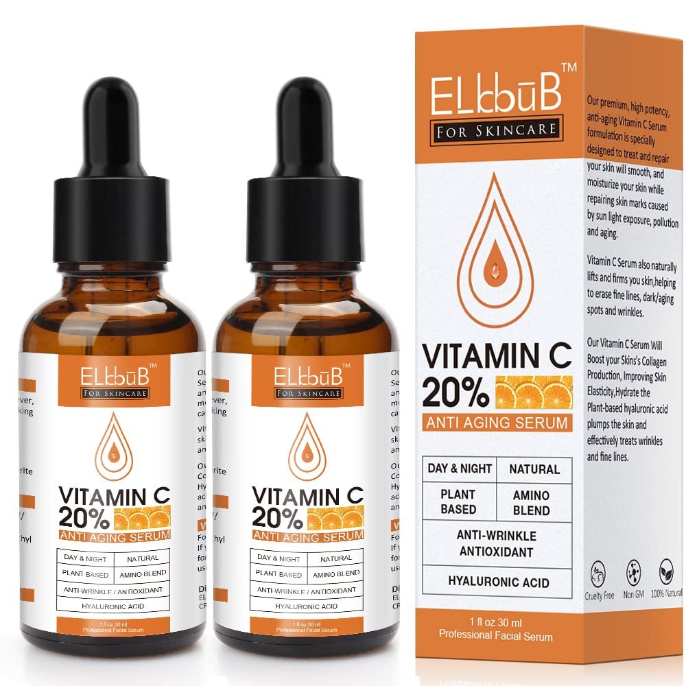 Premium 20% 𝐯𝐢𝐭𝐚𝐦𝐢𝐧 𝐜 𝐬𝐞𝐫𝐮𝐦 – (2PACK) with Hyaluronic Acid, Retinol & Amino Acids – Boost Skin Collagen,Hydrate & Plump Skin, Anti Aging & Wrinkle Facial Serum