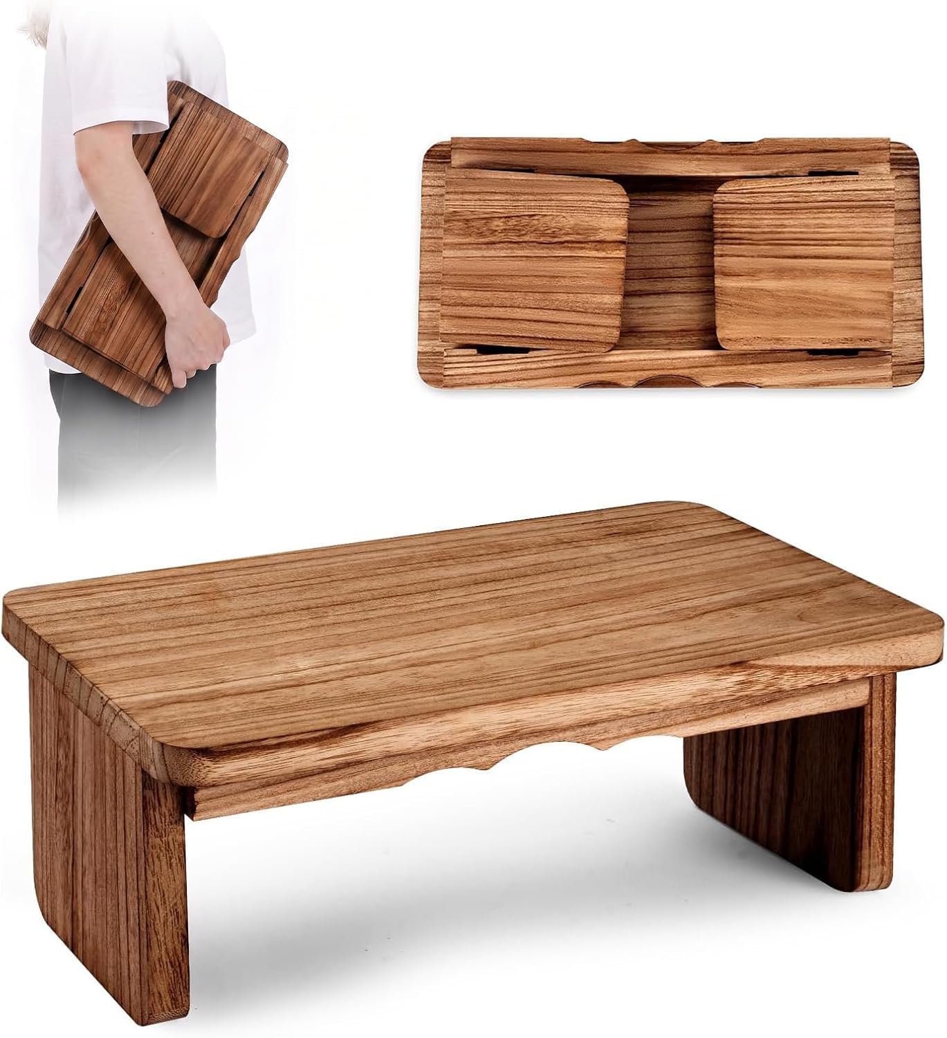 Folding Yoga Meditation Bench – Yoga Kneeling Bench for Adult, Wooden Zen Meditation Stool Kneeling Bench for Yoga Practice (Dark Brown)